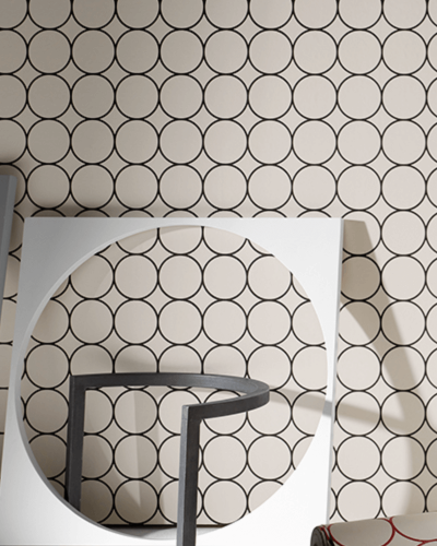 Moderná minimalistická biela tapeta s geometrickým vzorom značky Ulf Moritz by Sahco