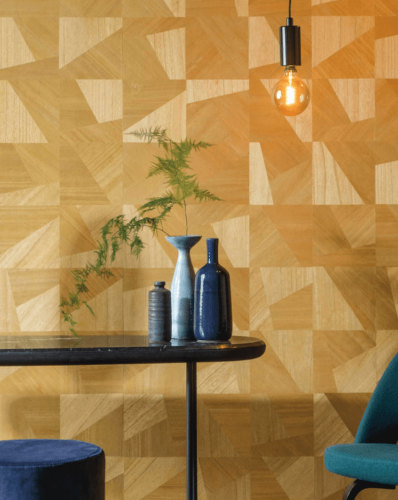 Dizajnová piesková tapeta s geometrickým vzorom značky Omexco