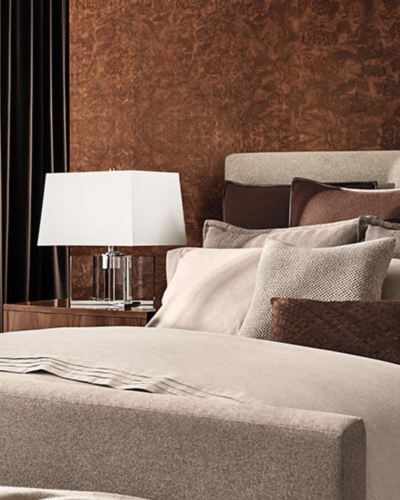 Luxusné hnedo krémové postelné prádlo a poťahy na vankúše do spálne značky Ralph Lauren