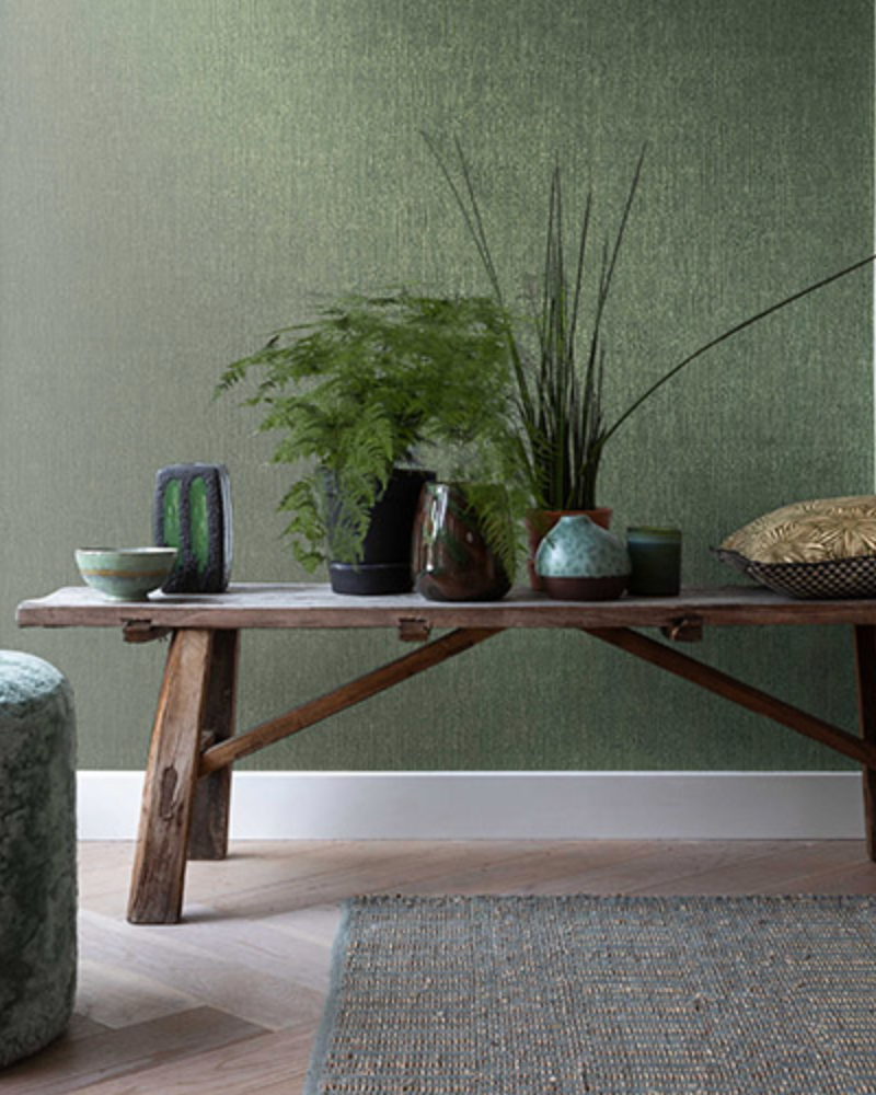 Zelená štýlová tapeta s jemnou štruktúrou do obývačky značky Rasch Textil