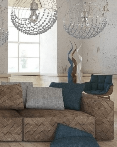 Luxusný vzorovaný bytový textil na sedačku do obývačky značky Thema