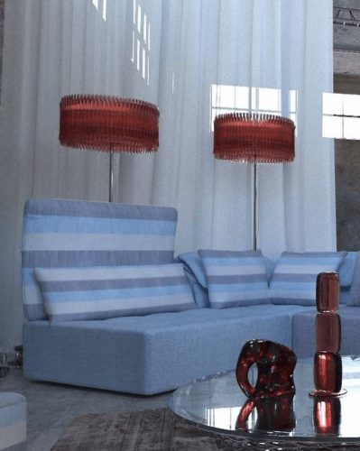 Luxusný vzorovaný bytový textil na sedačku do obývačky značky Thema
