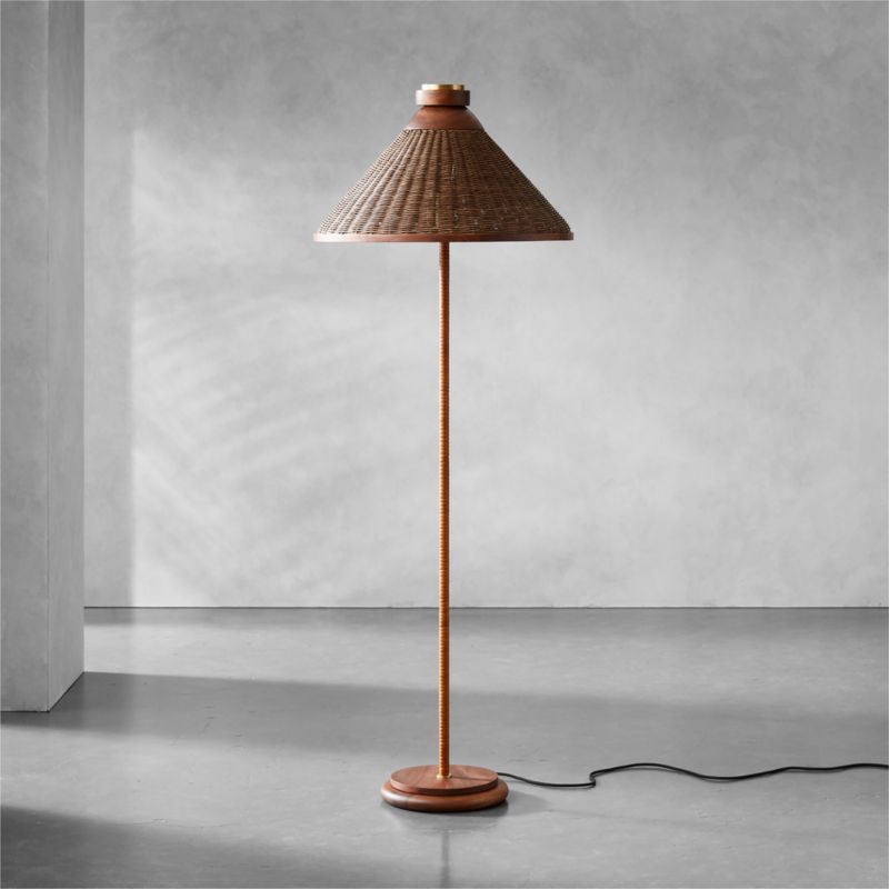 rattan standing lamp shade