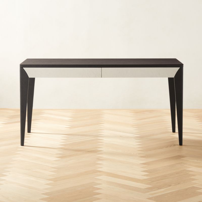 black and wooden desk