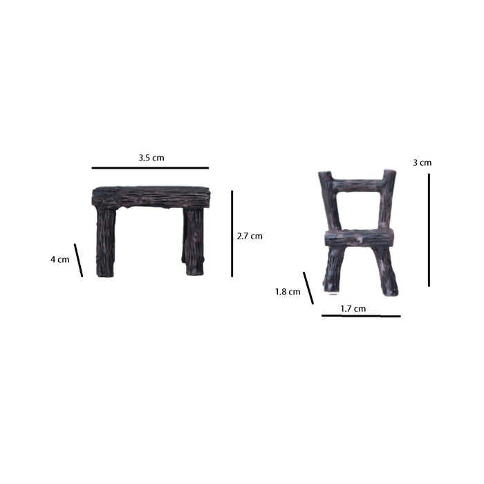 Miniature Toys : (Set of 2) 2 Table & 4 Chair for Fairy Garden Accessories