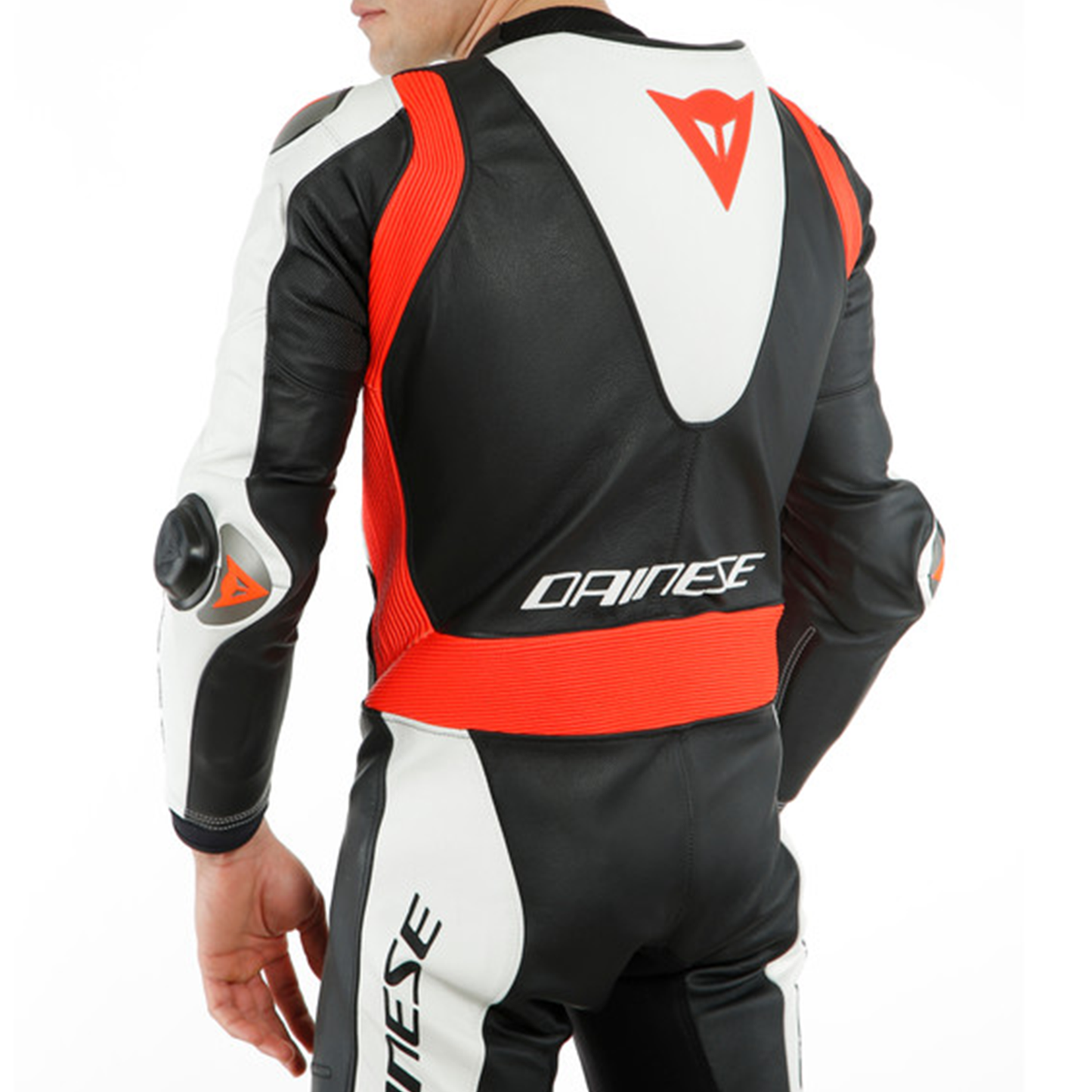 Dainese Laguna Seca 5 1 Piece Perf Leather Suit - Black/White/Flo