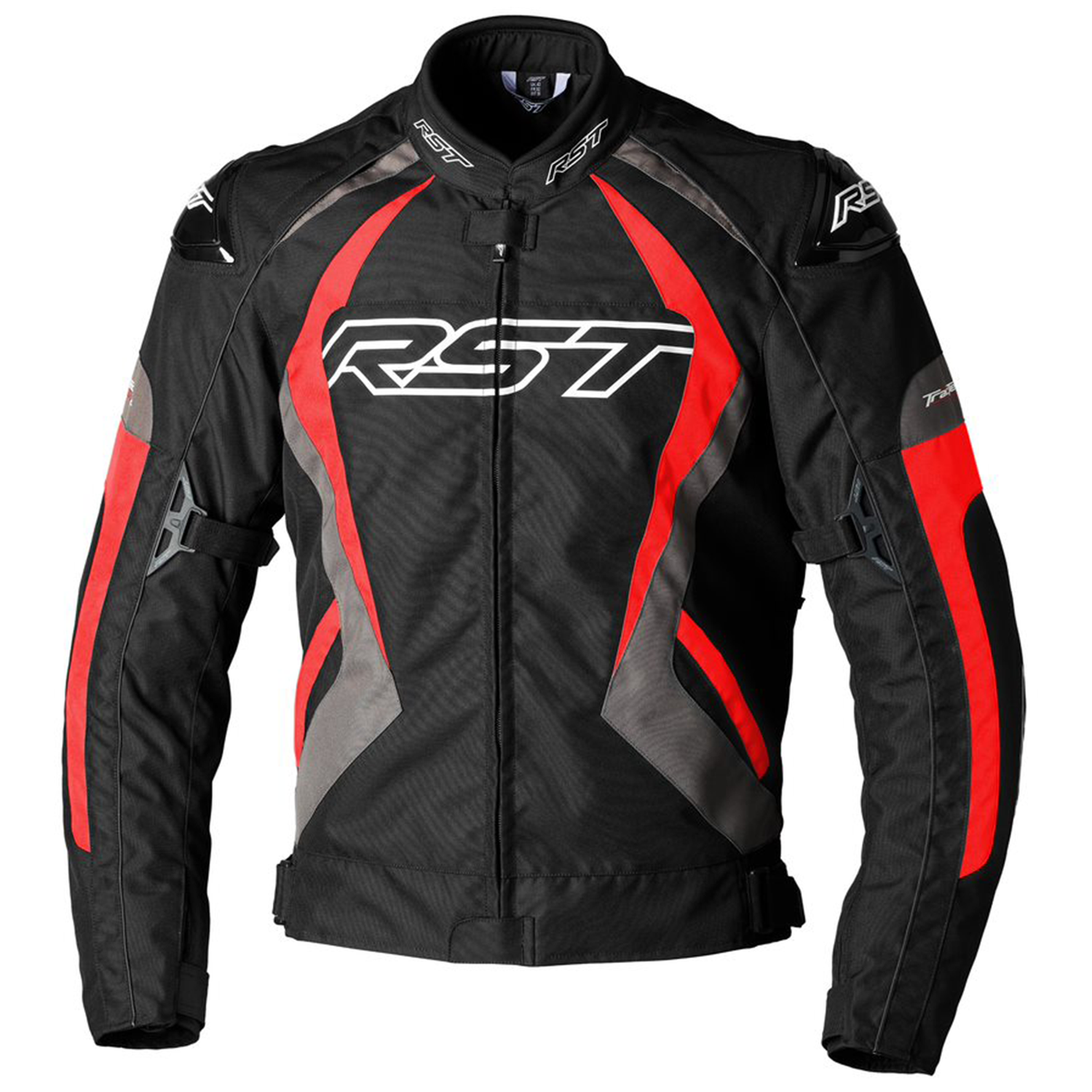 RST Tractech Evo 4 CE Mens Textile Jacket - Black/Grey/Flo Red (2365 ...