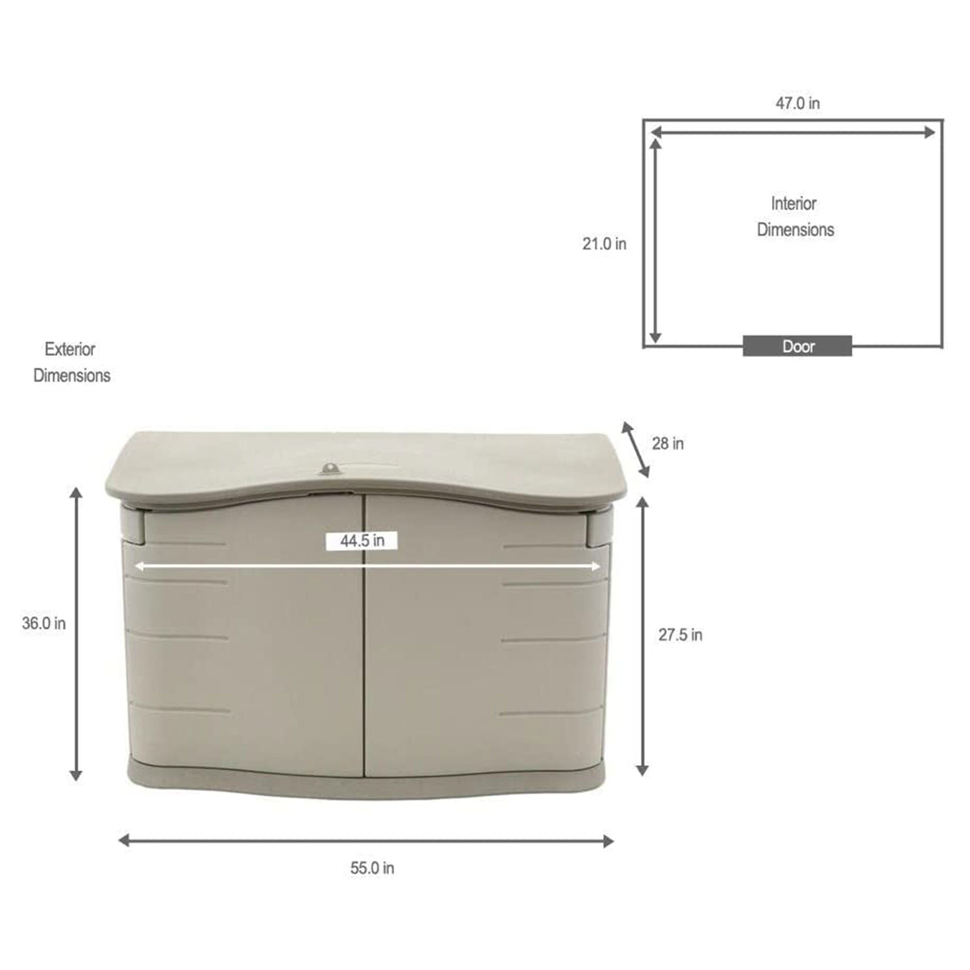 Rubbermaid Plastic Double Walled Horizontal Storage Shed, Sand/Brown (For Parts) - Image 7