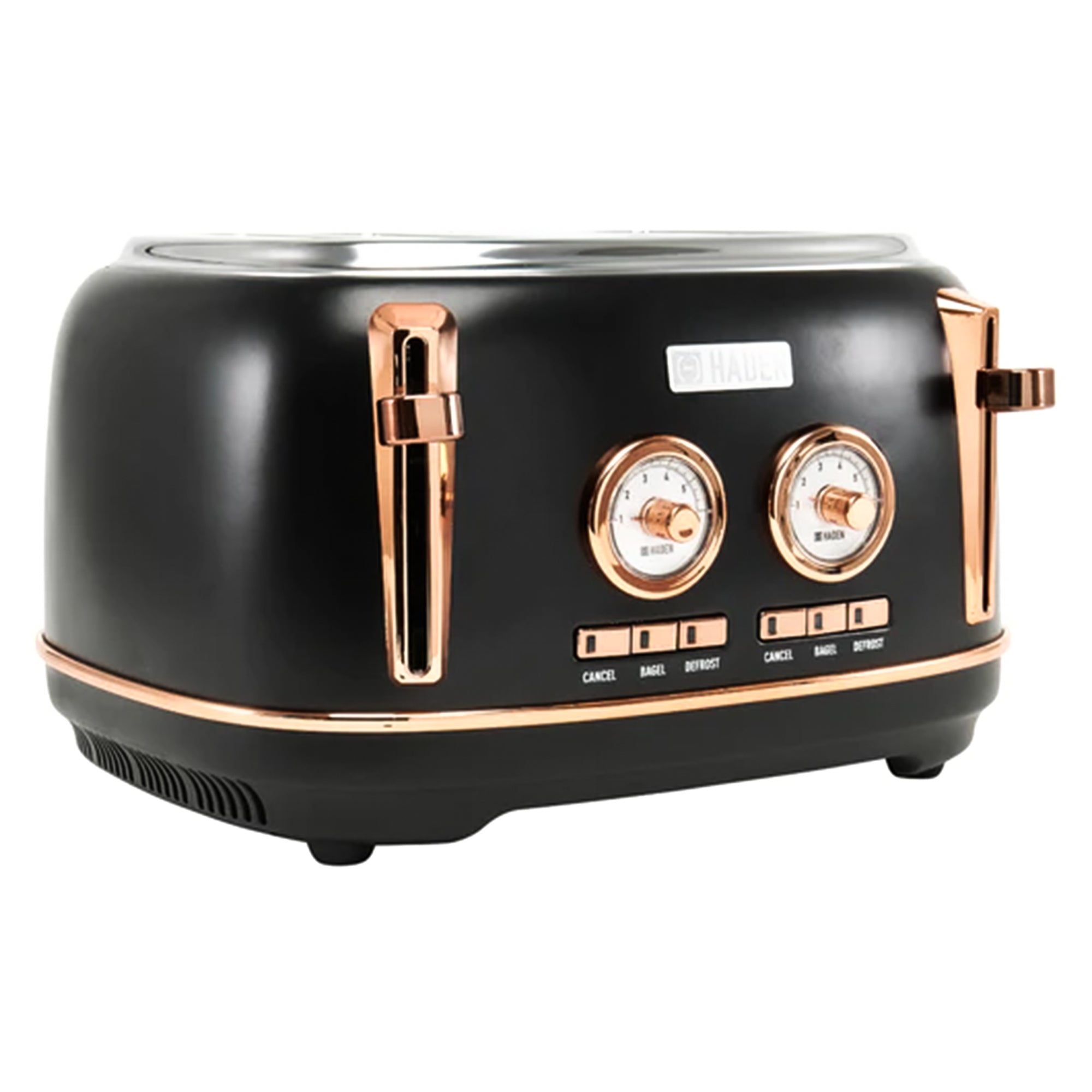 Haden Dorset 4 Slice Wide Slot Stainless Steel Toaster, Black & Copper - Image 10
