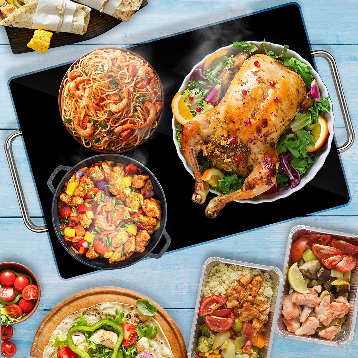 NutriChef 16.5 x 11" Electric Food Warmer Platter Buffet Hot Plate (Open Box) - Image 5
