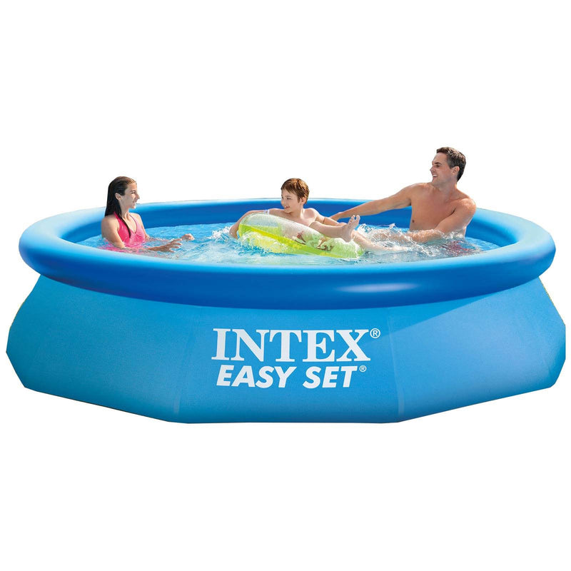 Intex 10ft Round Swimming Pool Cover & Easy Set 10ft x 30in Inflatable Pool