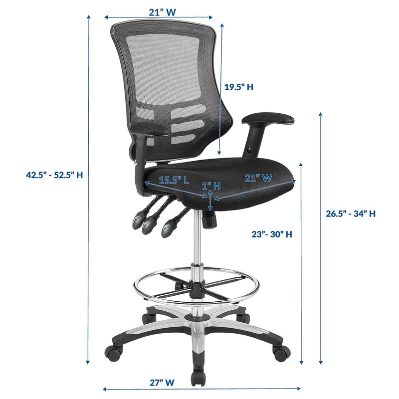 Modway Calibrate Mesh Office Chair, Adjustable from 23 to 30.5 Inches, Black