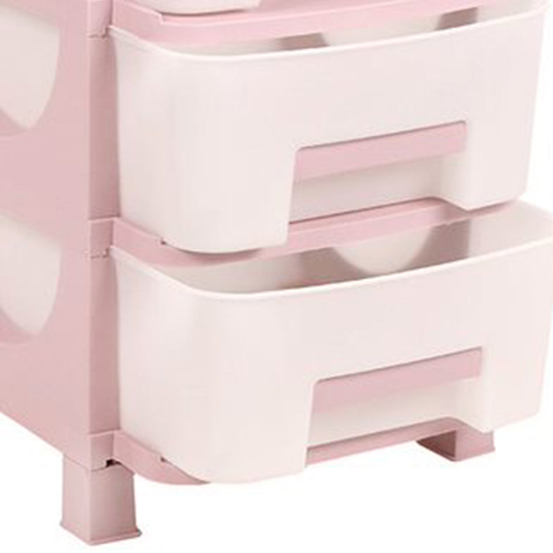 Homeplast Vesta 24 Inch Tall Plastic 3 Drawer Home Storage Organizer Shelf, Pink