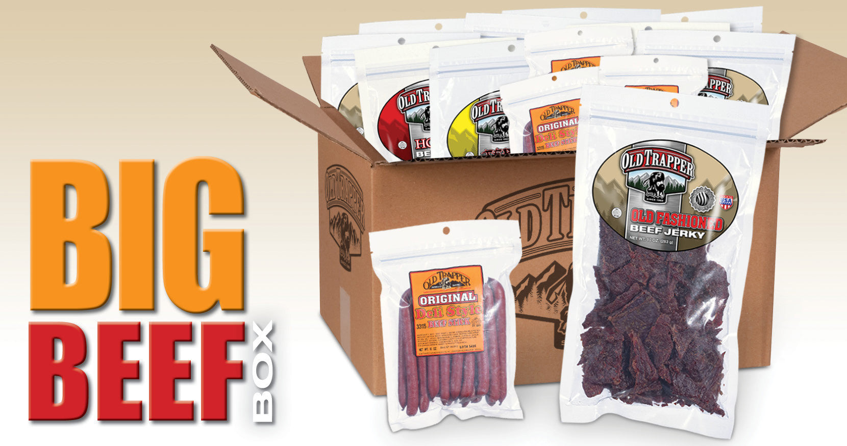 Old Trapper Smoked Snacks, Beef Jerky, Beef Sticks, Made In USA