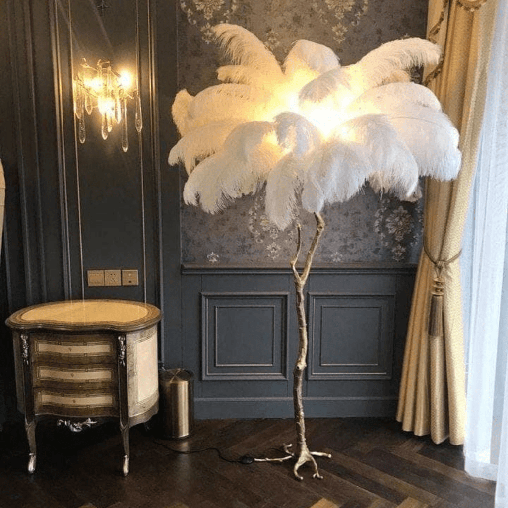 ostrich feather standard lamp