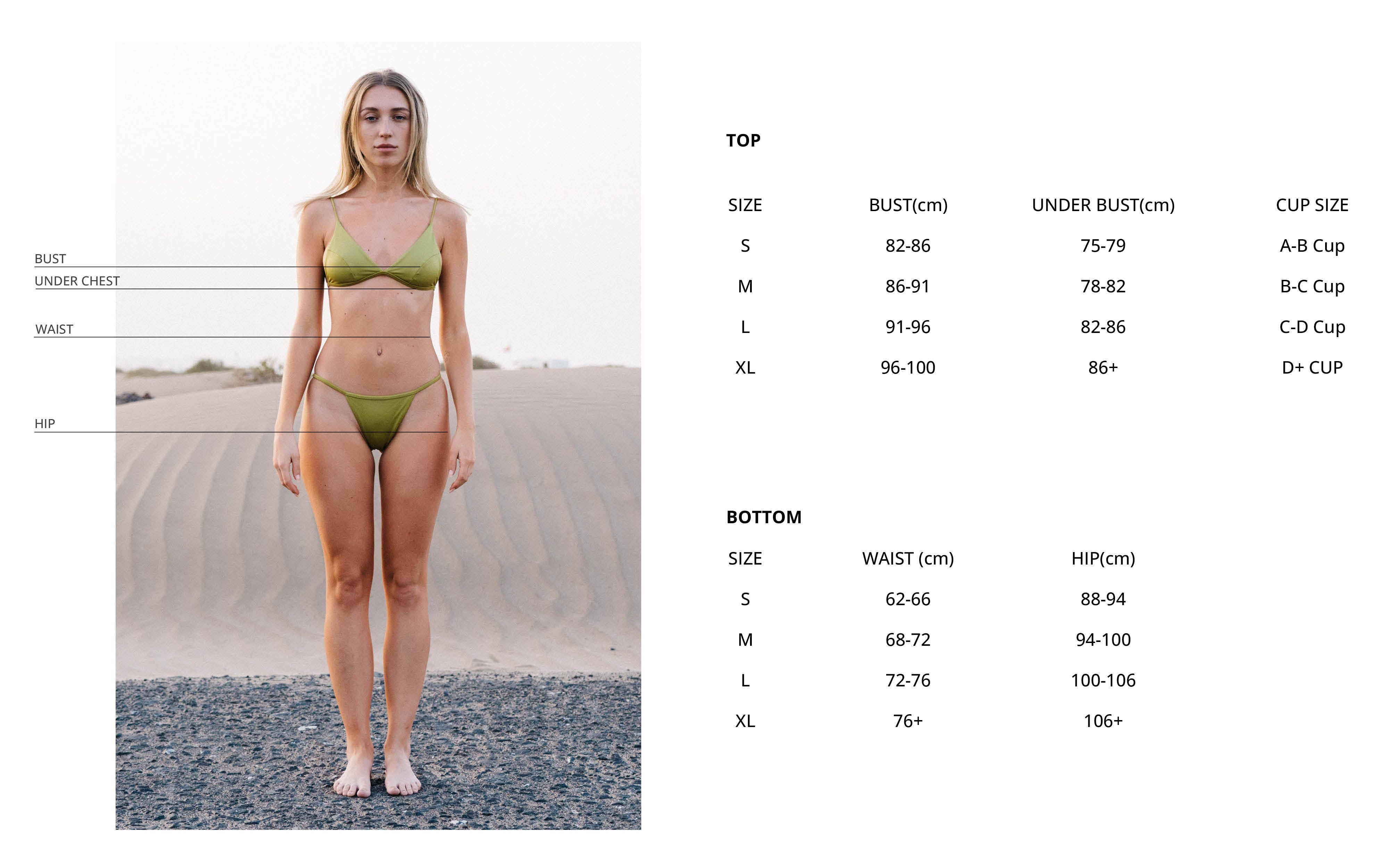 Swimsuit size chart