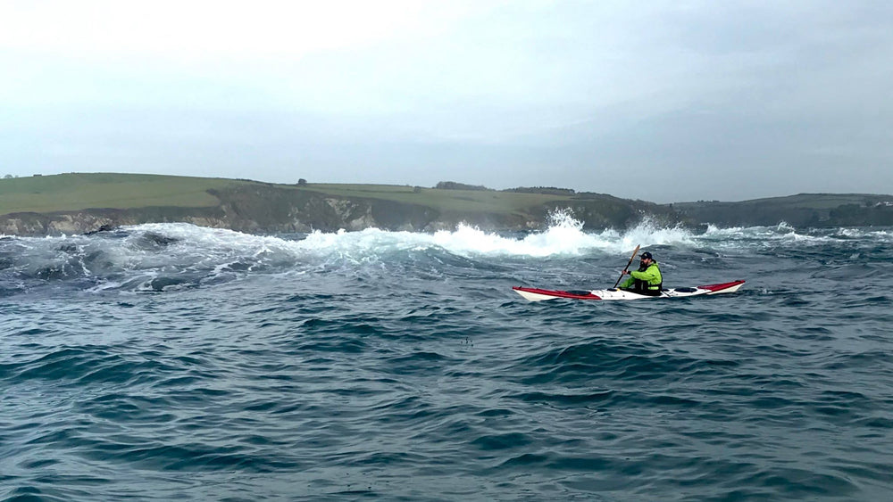 Andrew paddling the Norse Bylgja in Cornwall