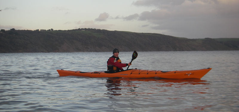 Chris paddling the Perception Essence sea kayak in Cornwall
