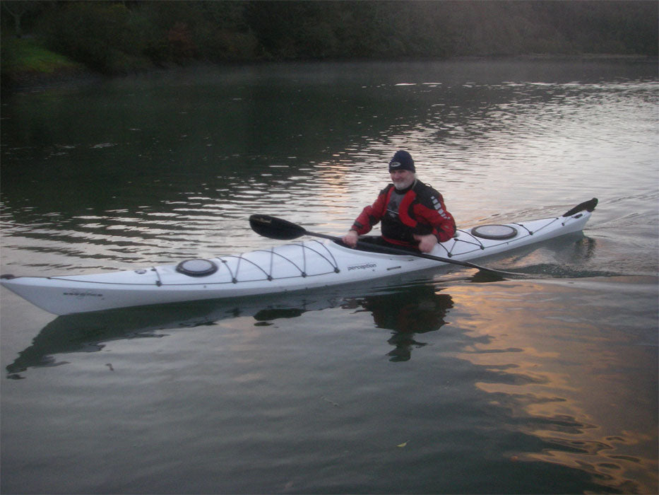 Duffer Bob paddling the Perception Essence Sea Kayak