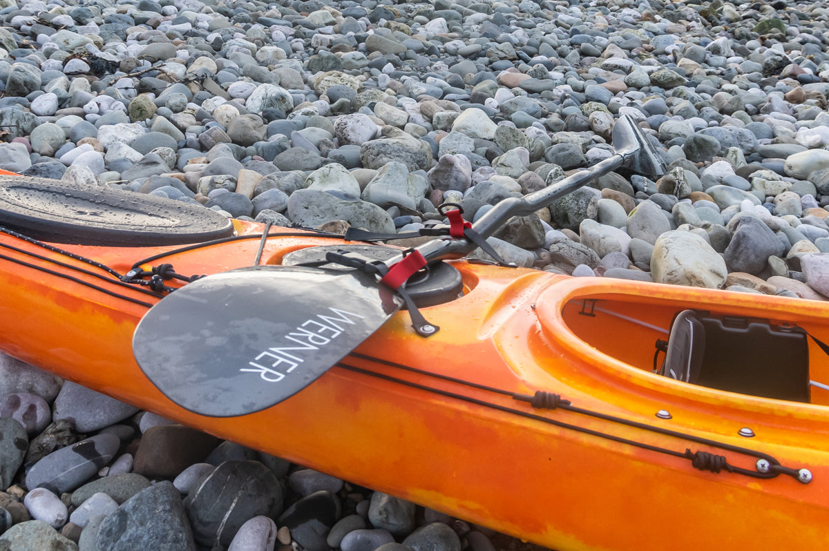 Paddle Straps on the Riot Brittany 16.5 Sea Kayak