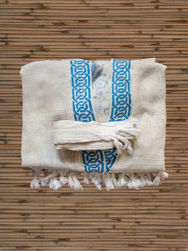 Short Linen Woodblock Print Robe  Beach Towels & Robes – Fine Selection