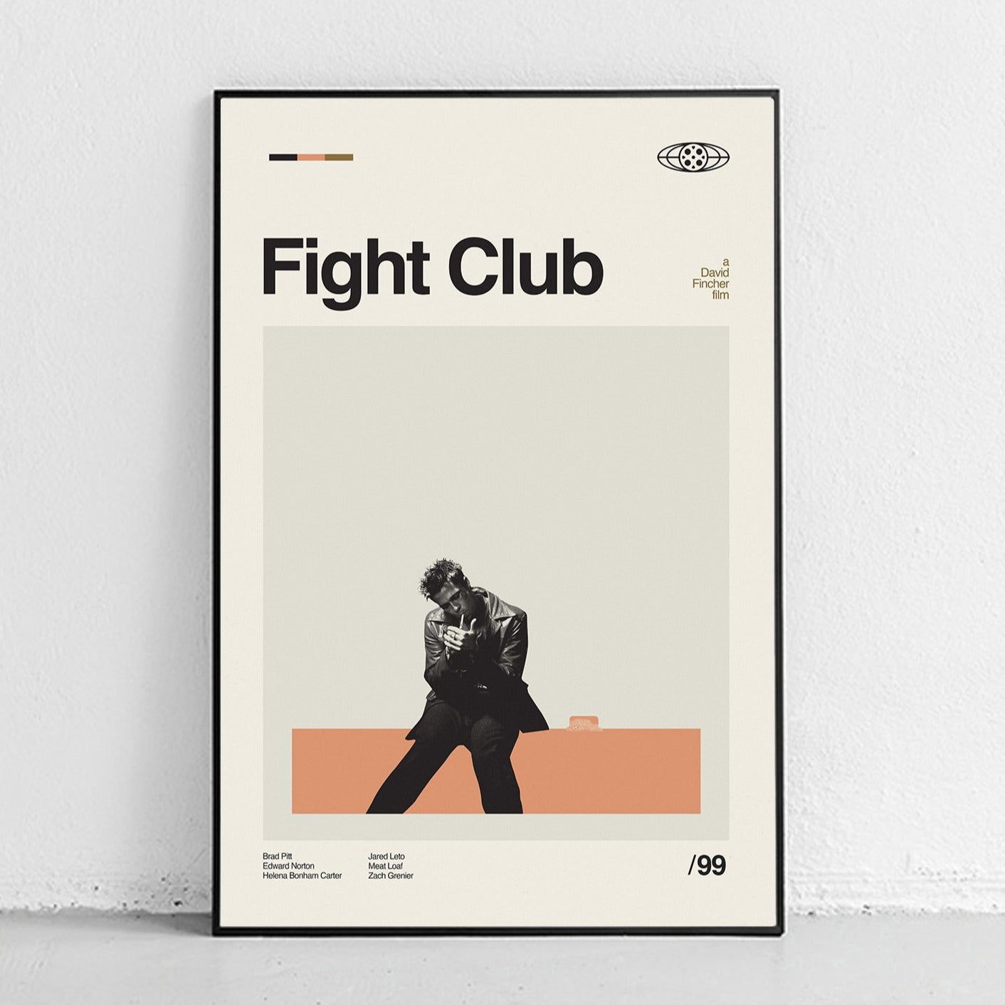 Fight Club Poster Midcentury Modern Home Decor David Fincher Brad Pitt –  Sandgrain Studio