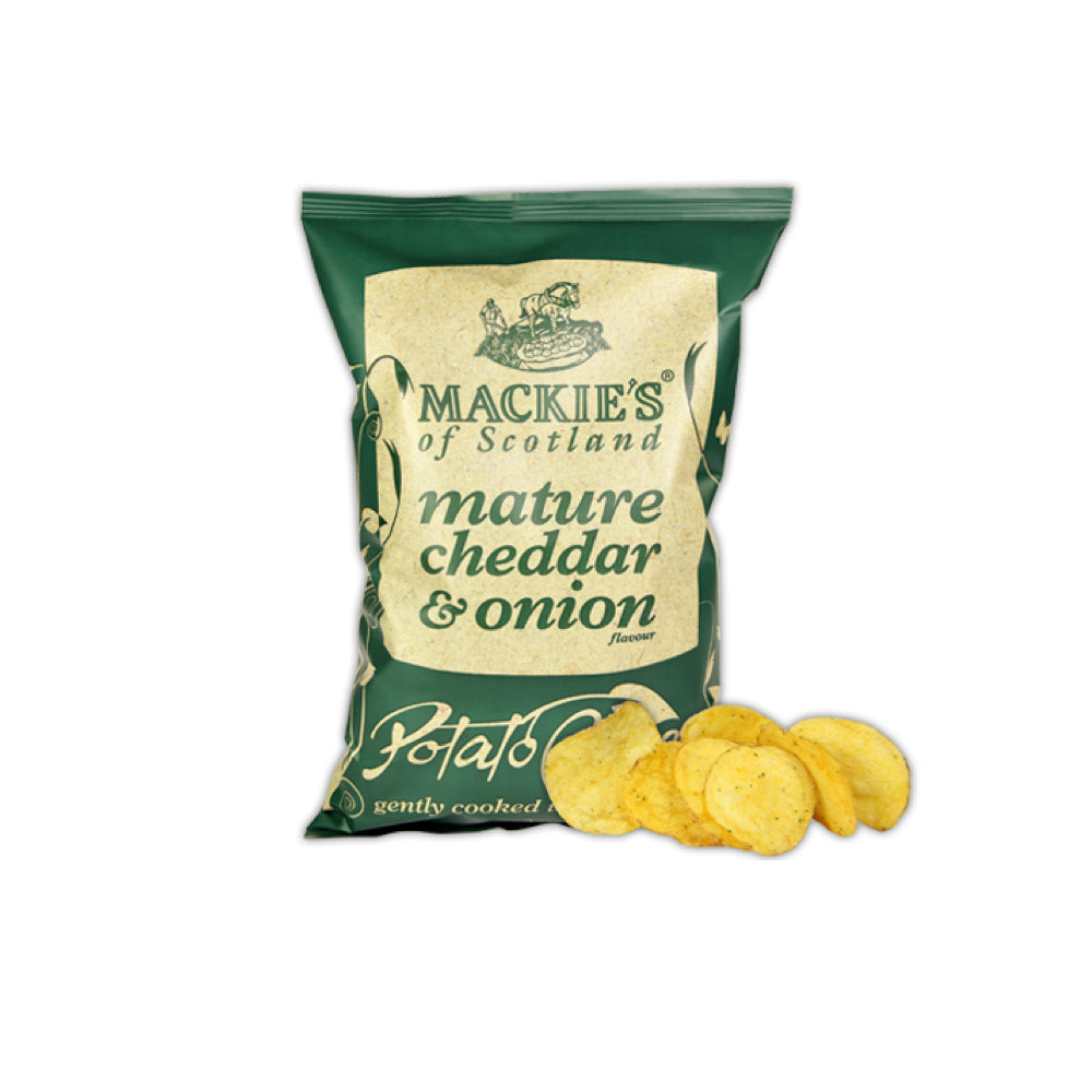 Se Mackie's cheddar og løg gourmet-chips hos Beershoppen.dk