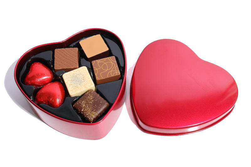 Billede af Hjerteæske med fyldt chokolade - Hjerteformet æske med chokolade fra Cocoture (90g)