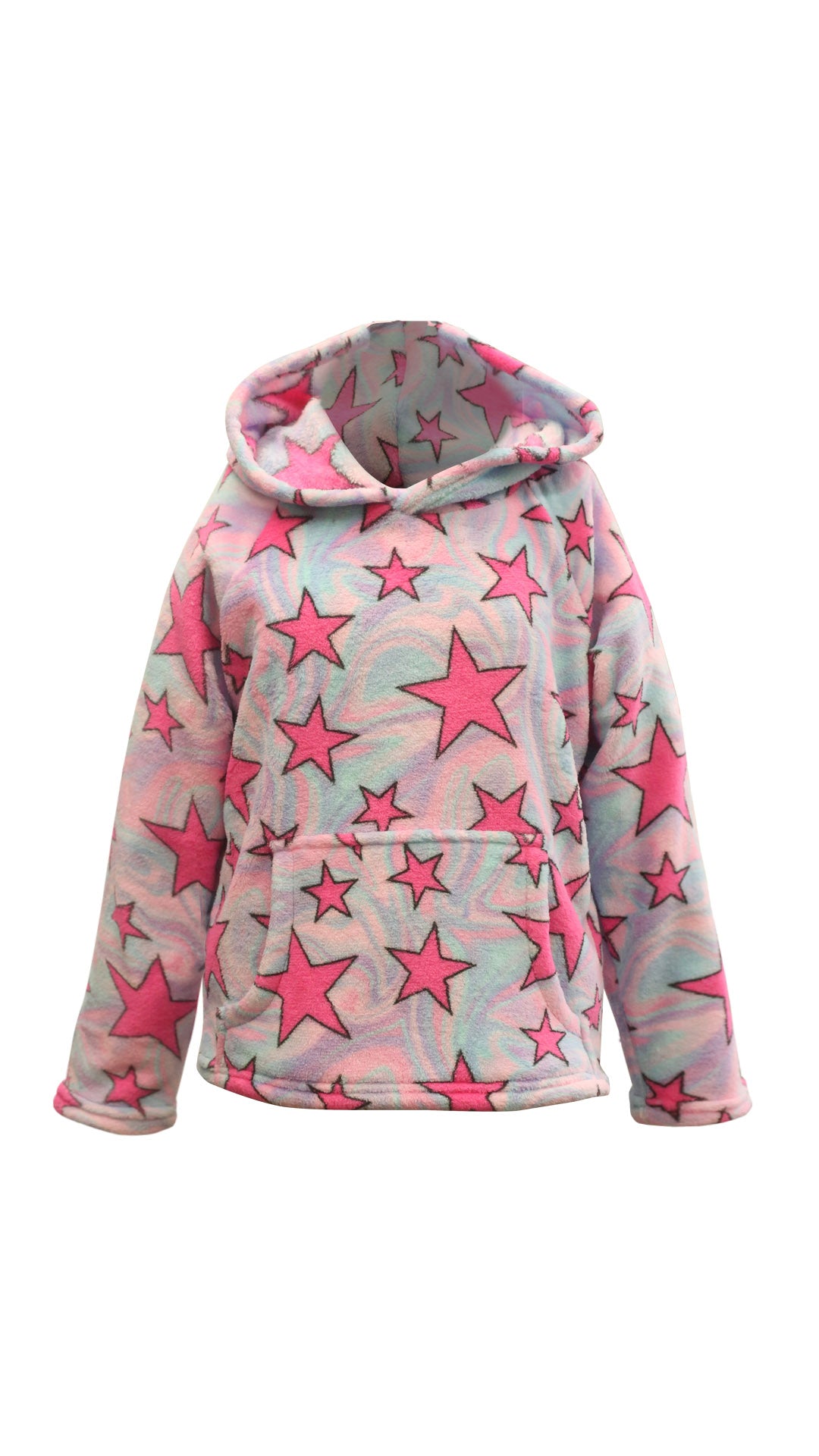 Women's Tie Dye Star Print Plush Hoodie