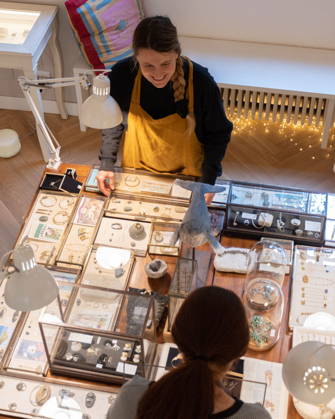 Giulia Tamburini in her studio selling her jewels