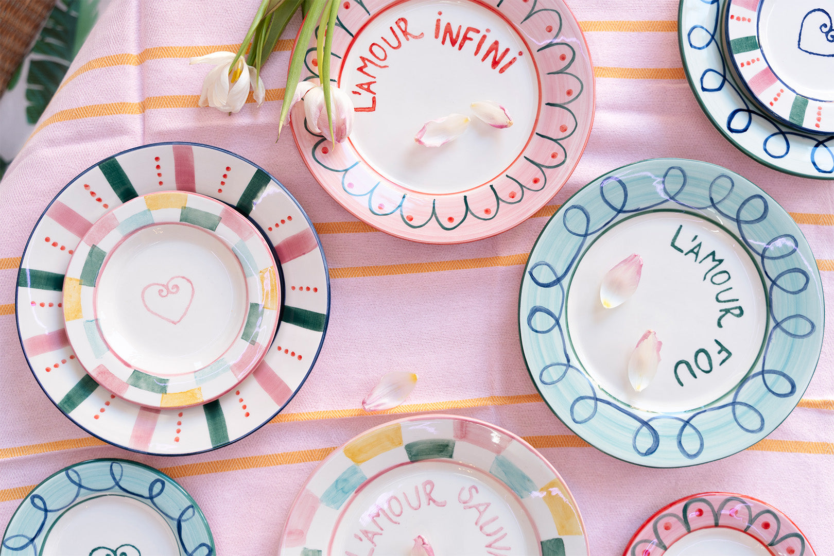 Valentine tableware handcrafted plate set valentines