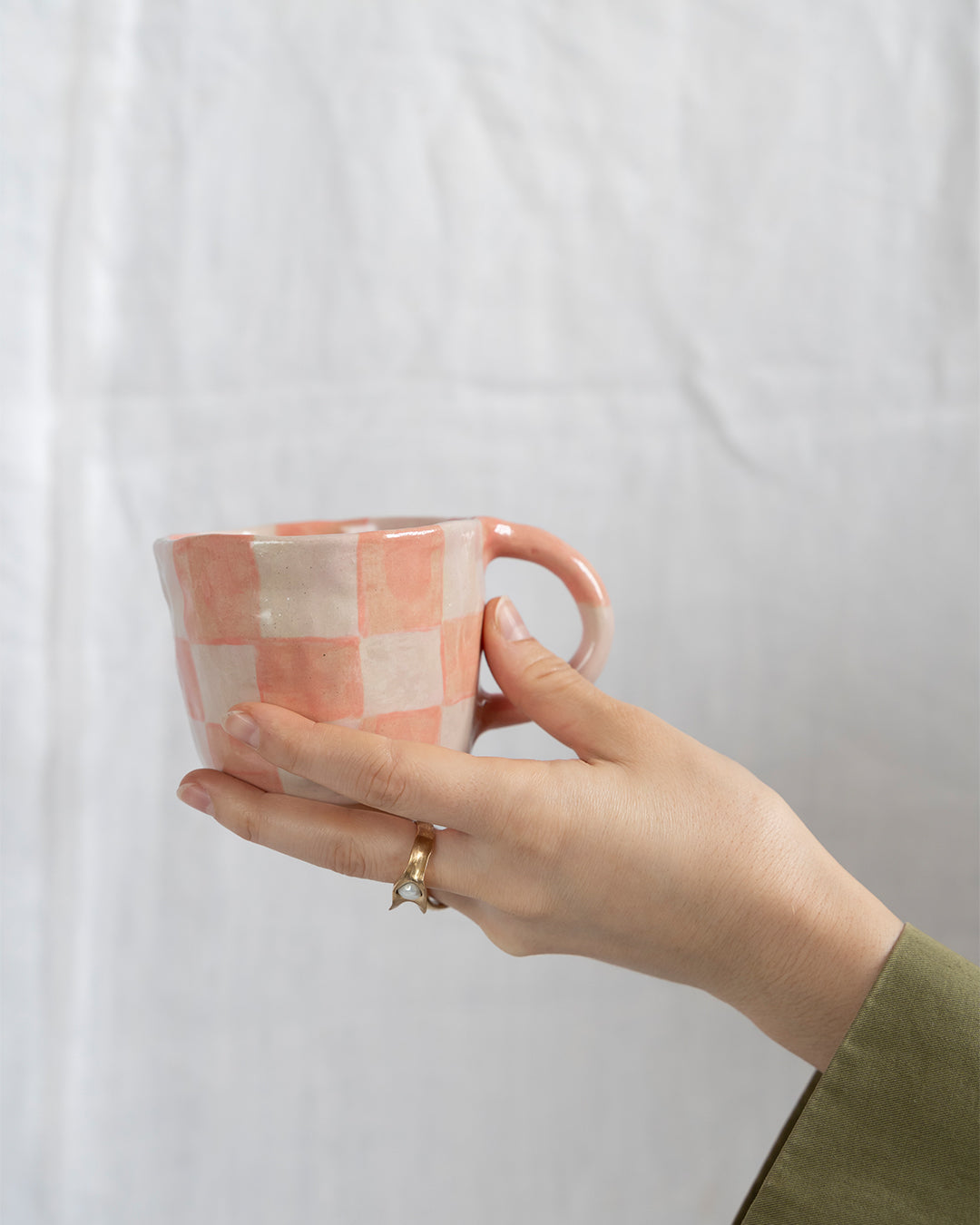 Valentine tableware handcrafted  Checkered Handcrafted mug