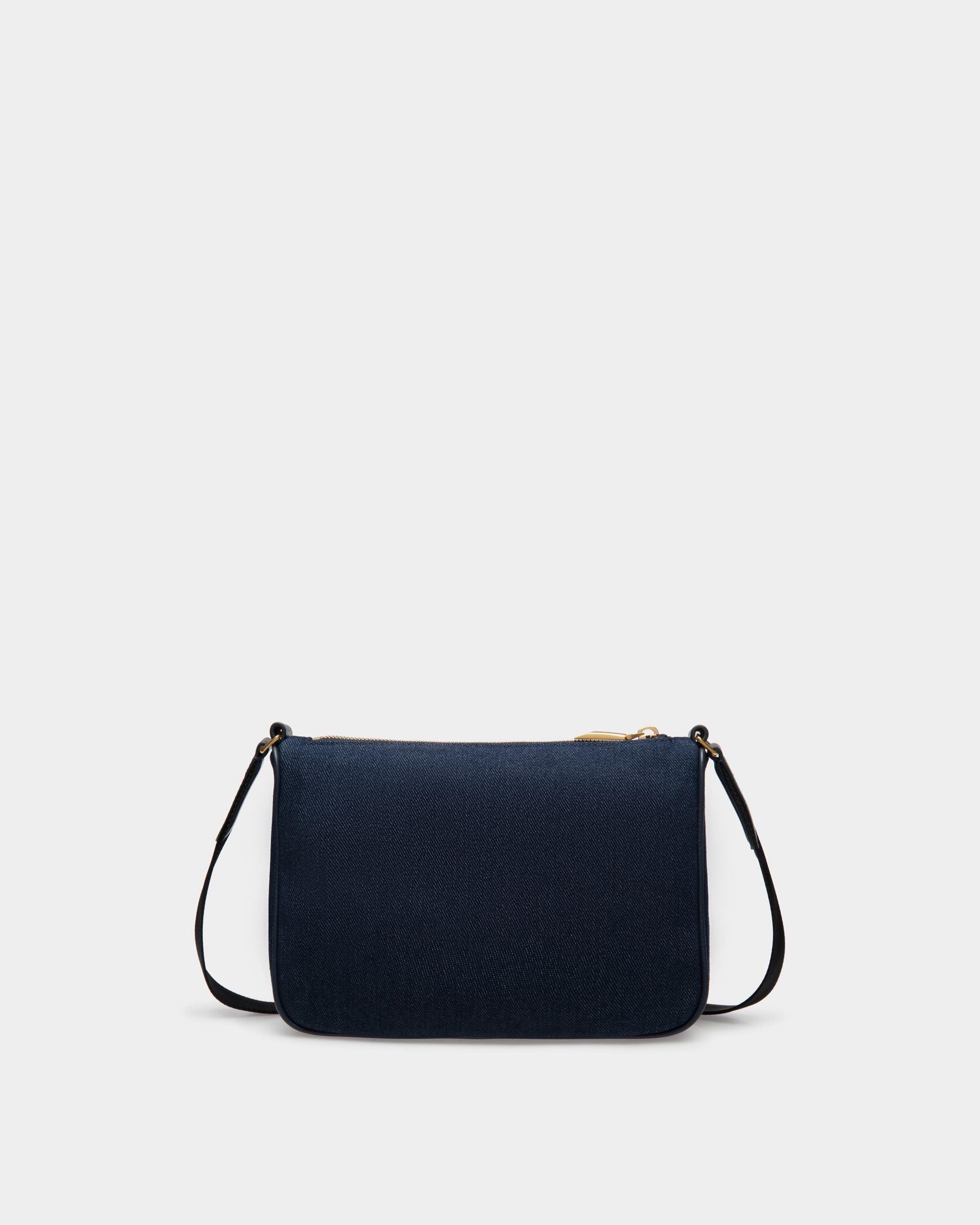 Bar | Men's Crossbody Bag in Blue Canvas And Leather | Bally | Still Life Back