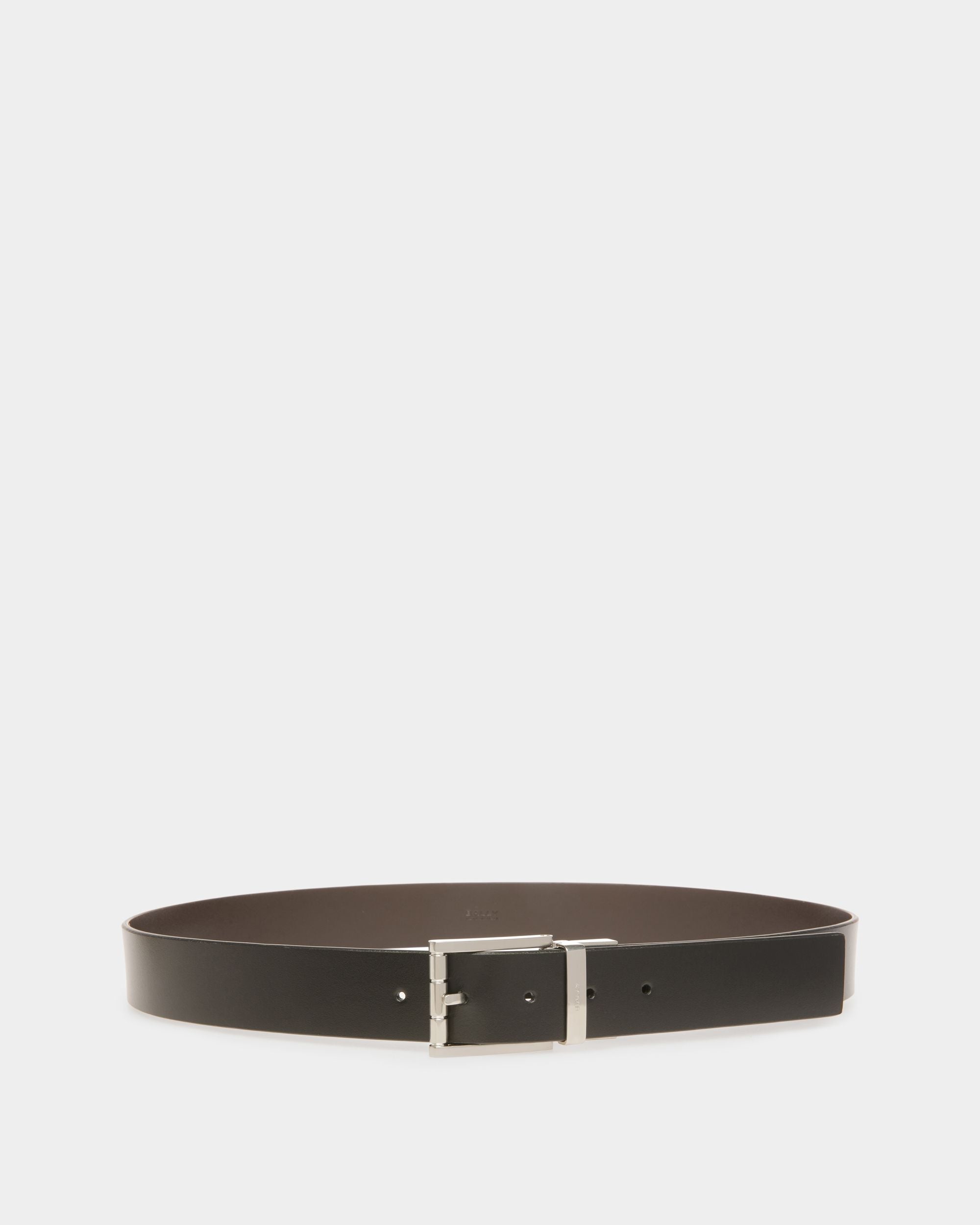 Astory 35 | Men's Adjustable And Reversible Belt | Black Leather | Bally | Still Life Front