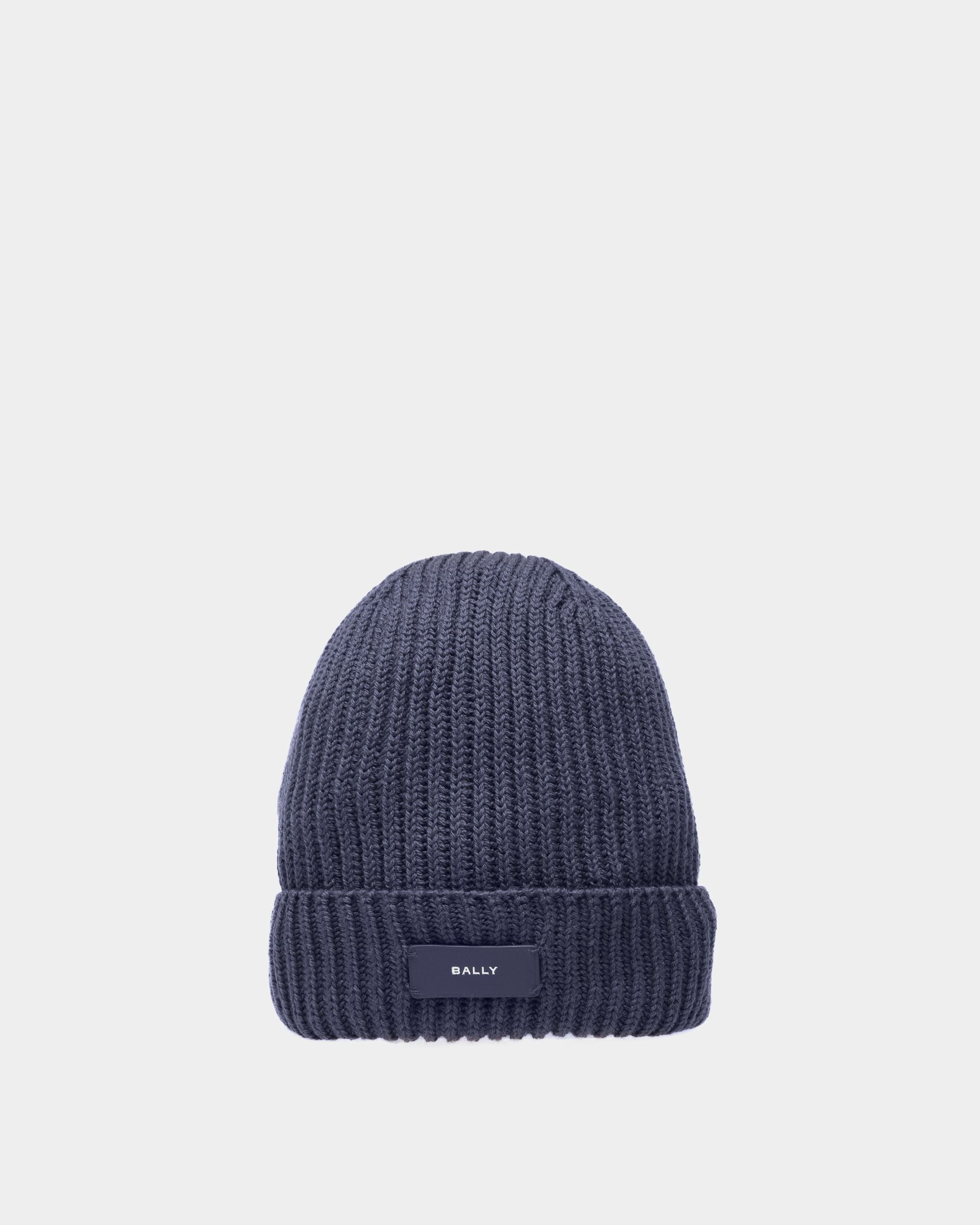 Ribbed Beanie Hat | Men's Hat | Midnight Wool | Bally | Still Life Front