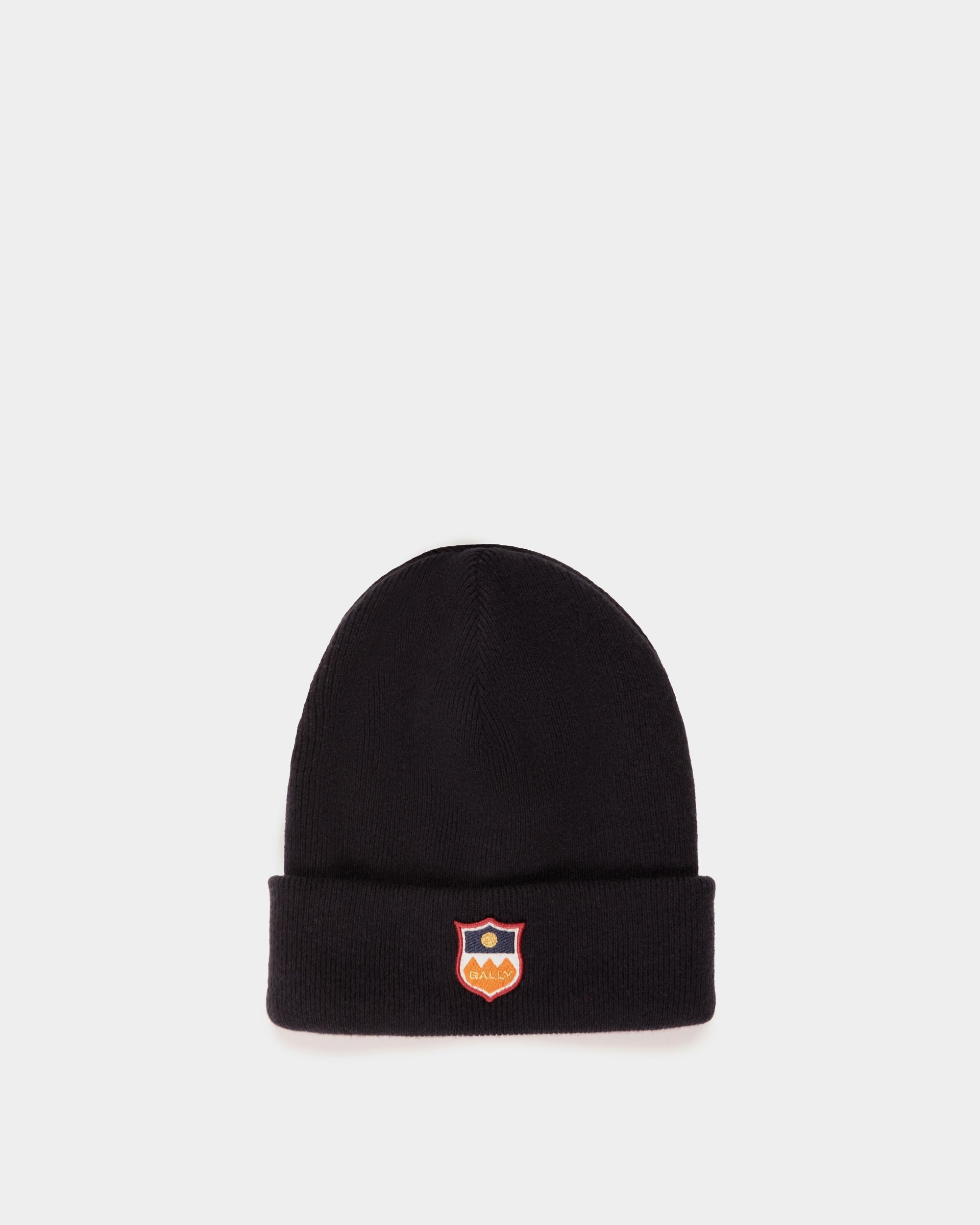 Men's Mountain Beanie In Dark Blue Cashmere | Bally | Still Life Front