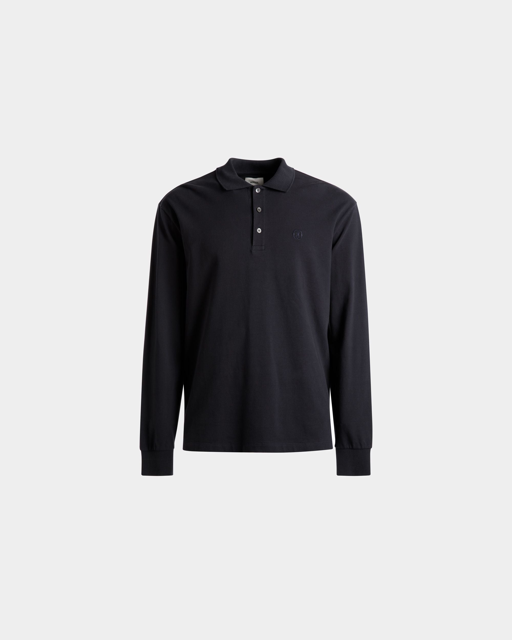 Long Sleeve Polo | Men's Polo Shirt | Midnight Cotton | Bally | Still Life Front
