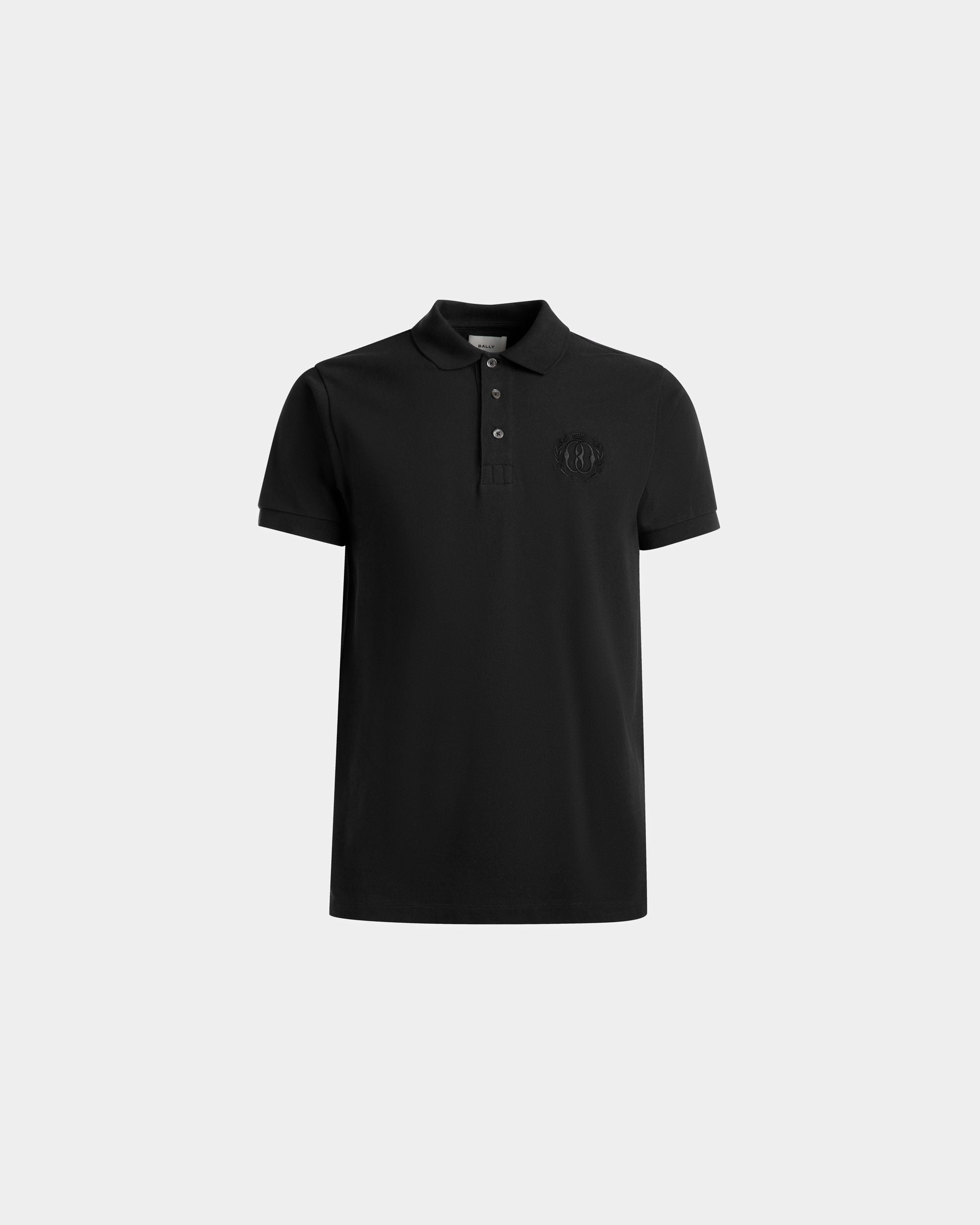 Emblem Polo | Men's Polo | Black Cotton | Bally | Still Life Front