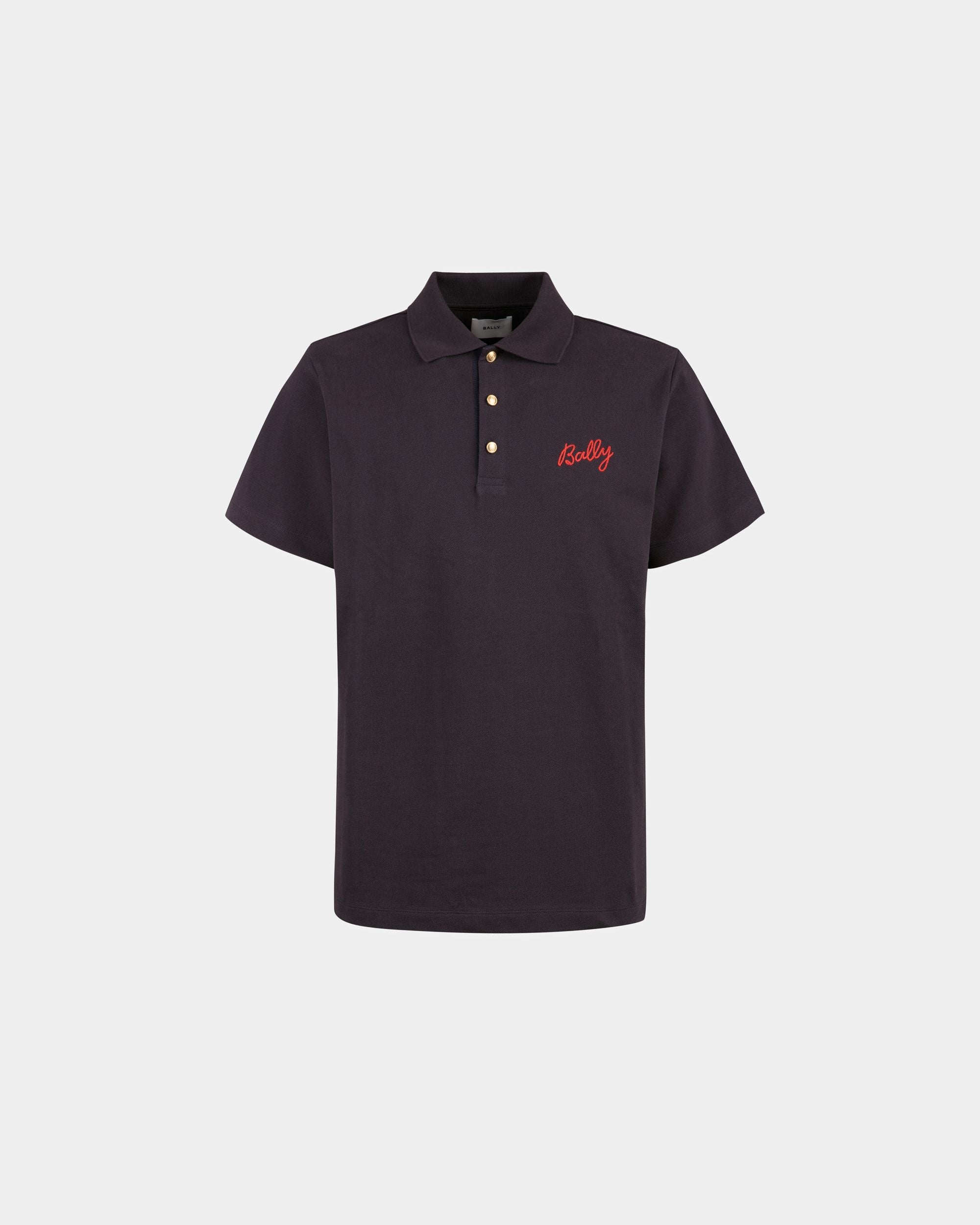 Men's Polo Shirt in Navy Blue Cotton | Bally | Still Life Front