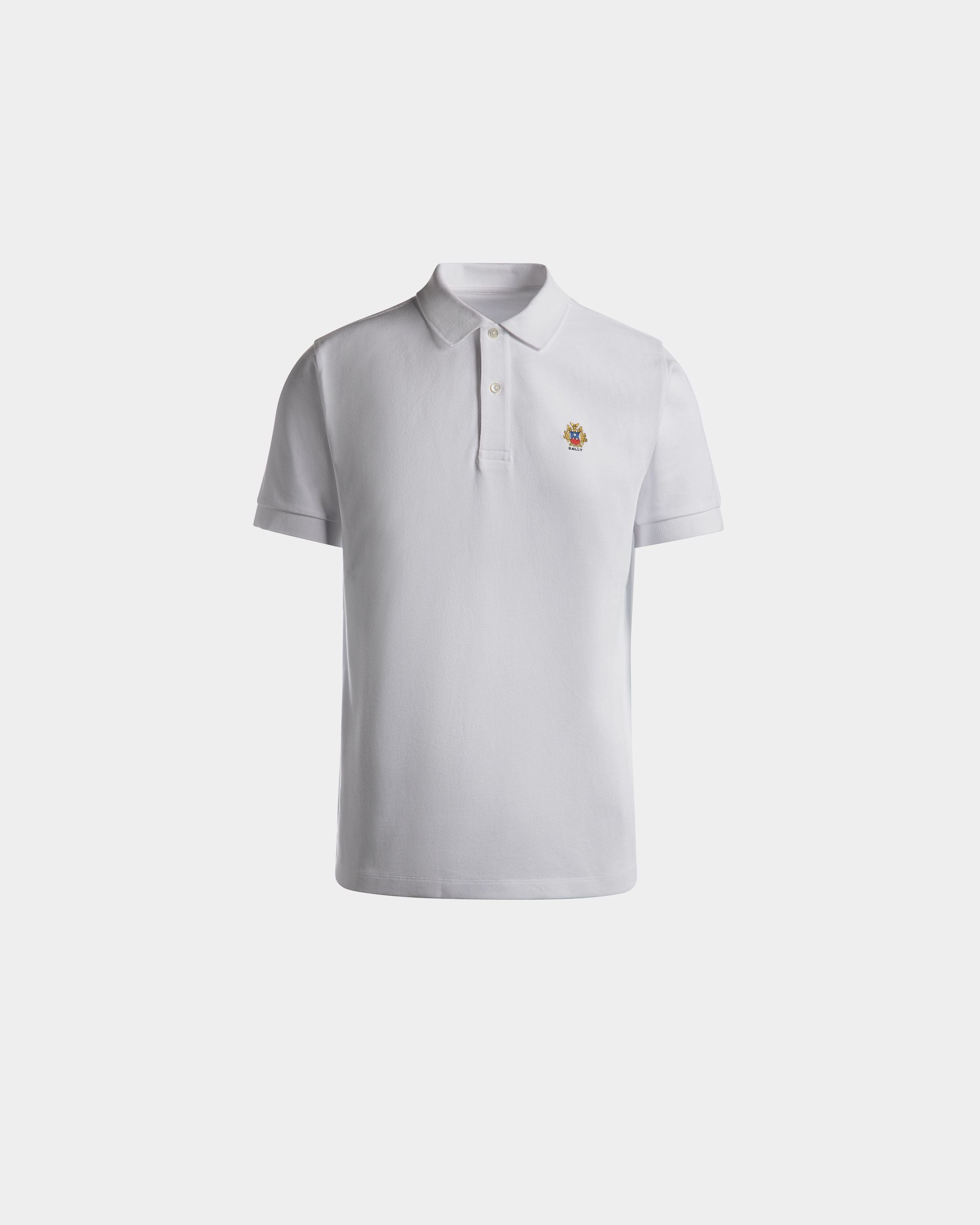 Men's Polo Shirt in White Cotton | Bally | Still Life Front
