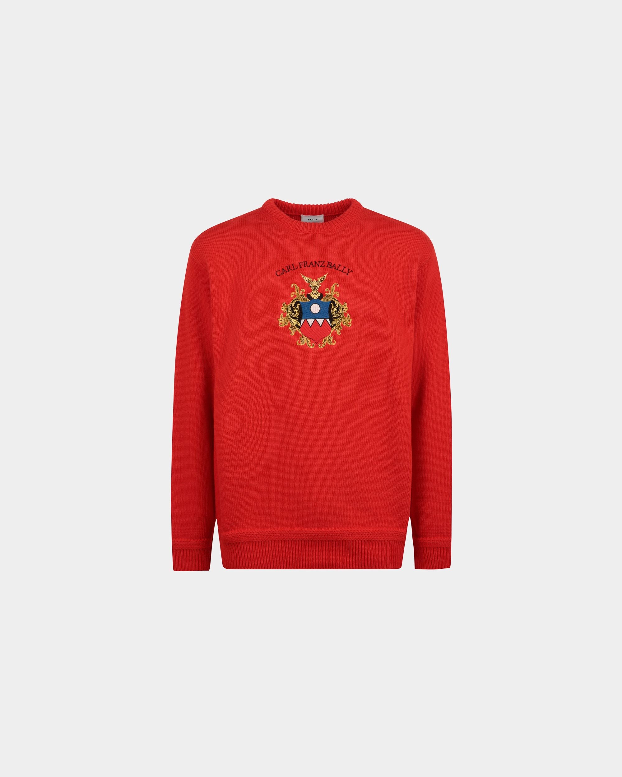 Men's Sweater in Red Wool | Bally | Still Life Front