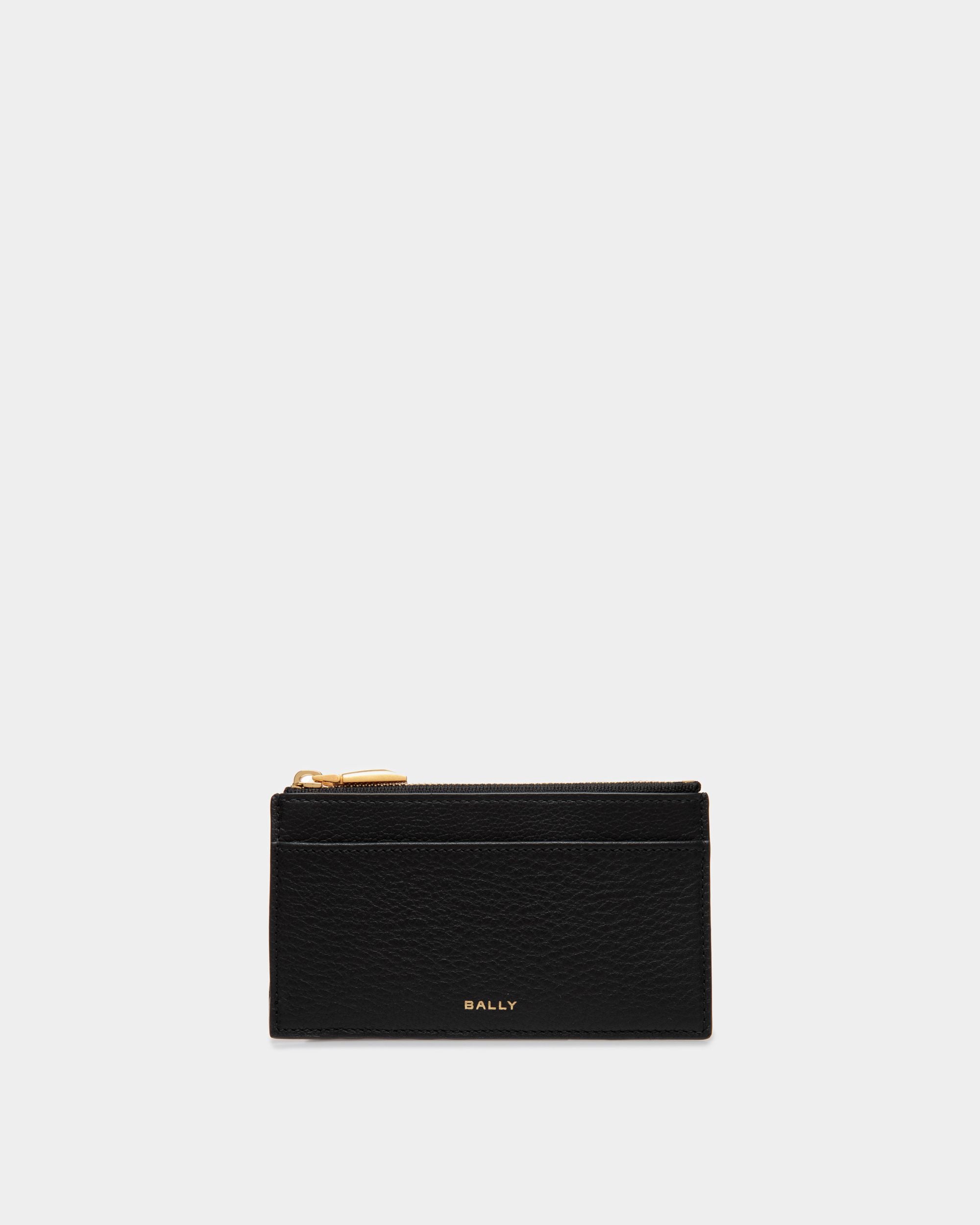 Men's 7 CC Zip Card Holder In Black Leather | Bally | Still Life Front