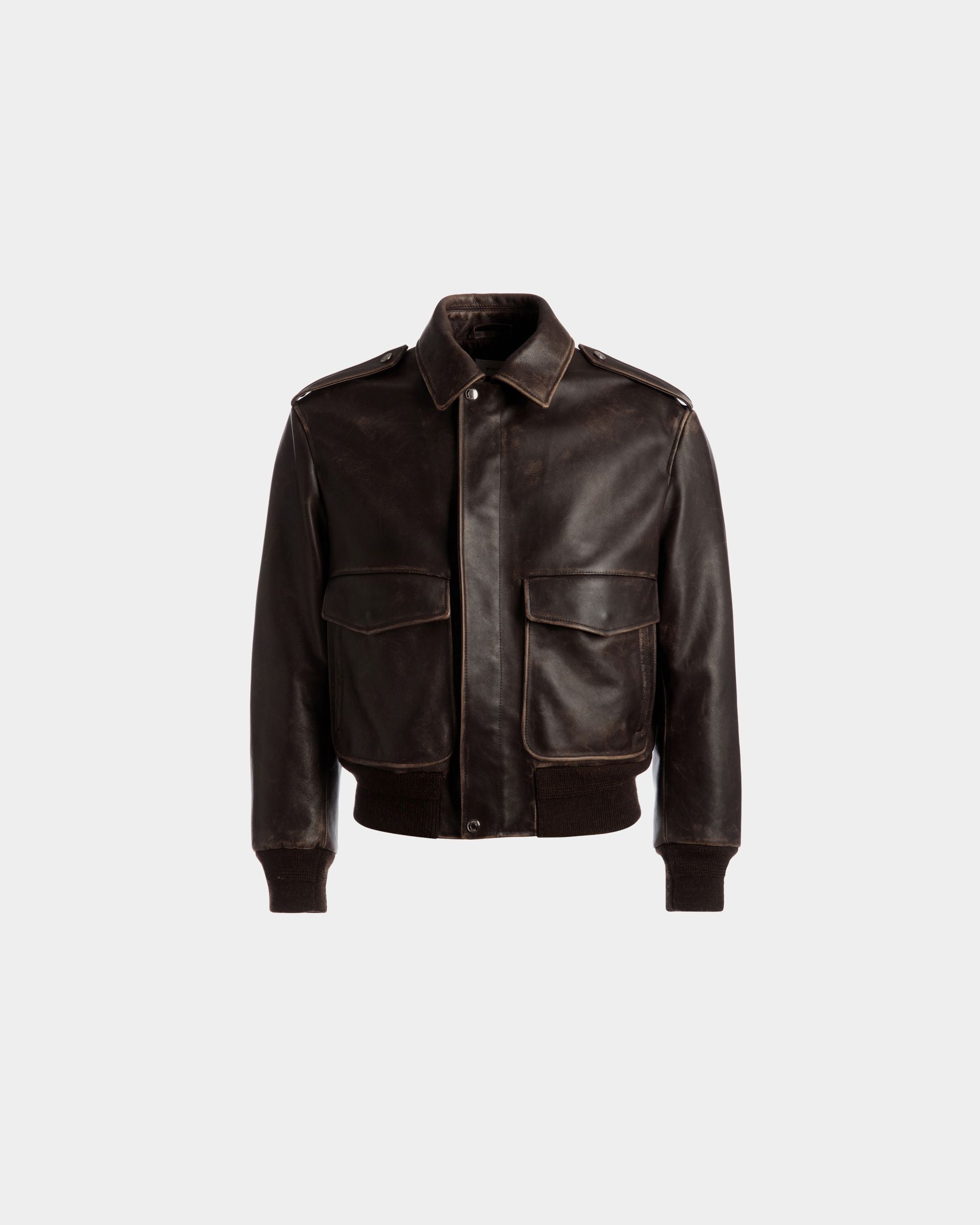 Bomber Jacket | Men's Jacket | Brown Leather | Bally | Still Life Front