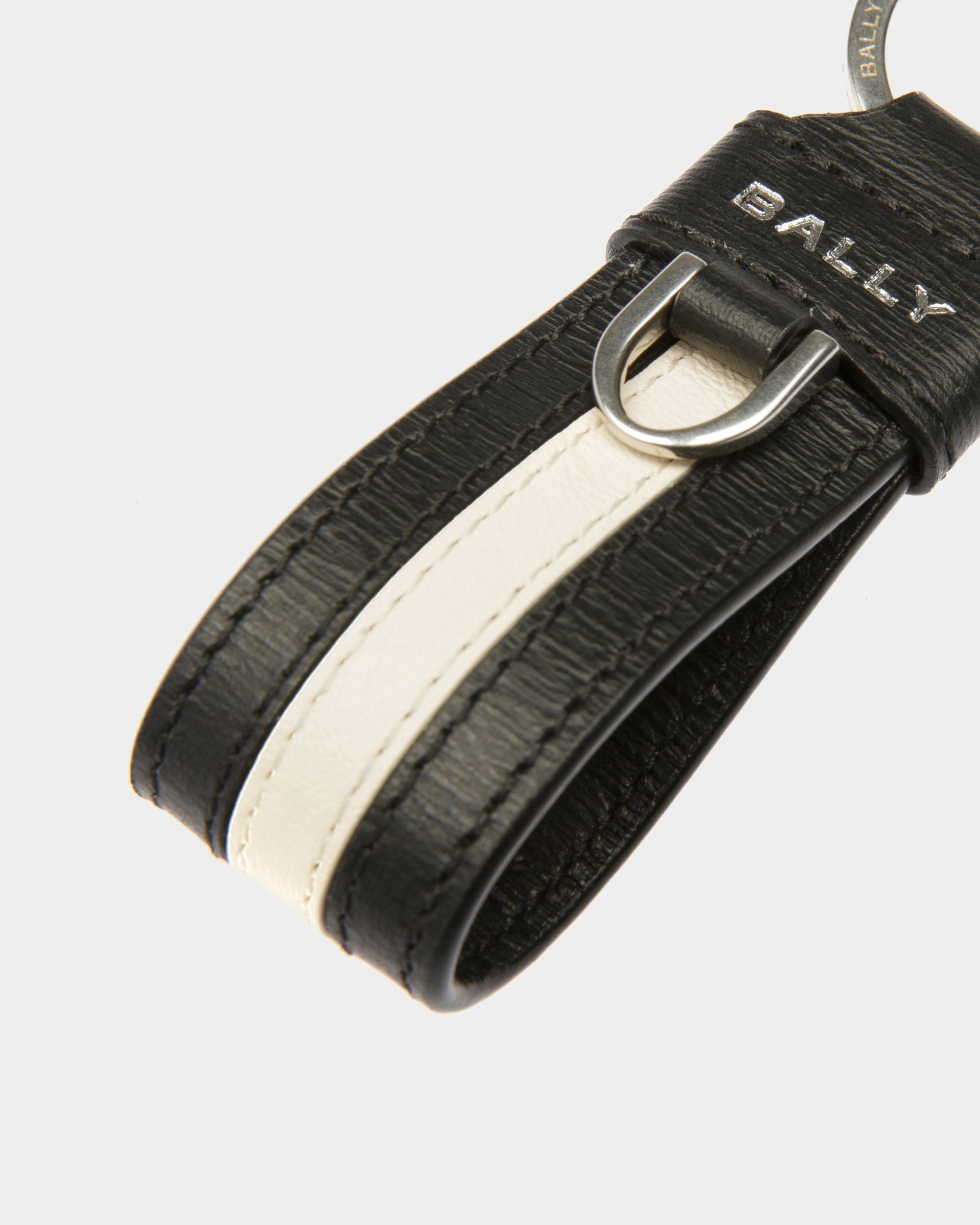 Ribbon Key Holder | Men's Card Holder | Black Leather | Bally | Still Life Detail