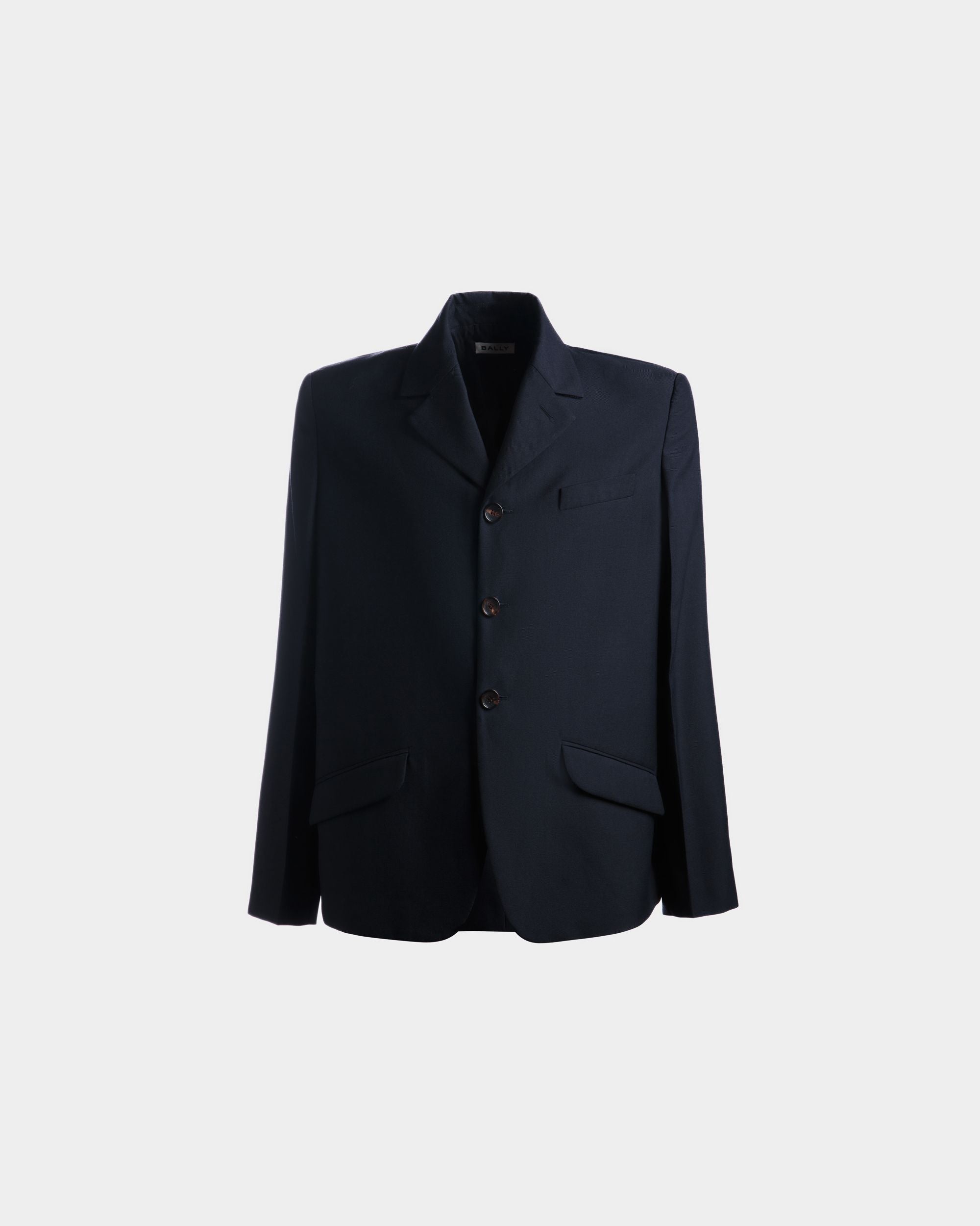 Men's Jacket in Navy Blue Wool Blend | Bally | Still Life Front