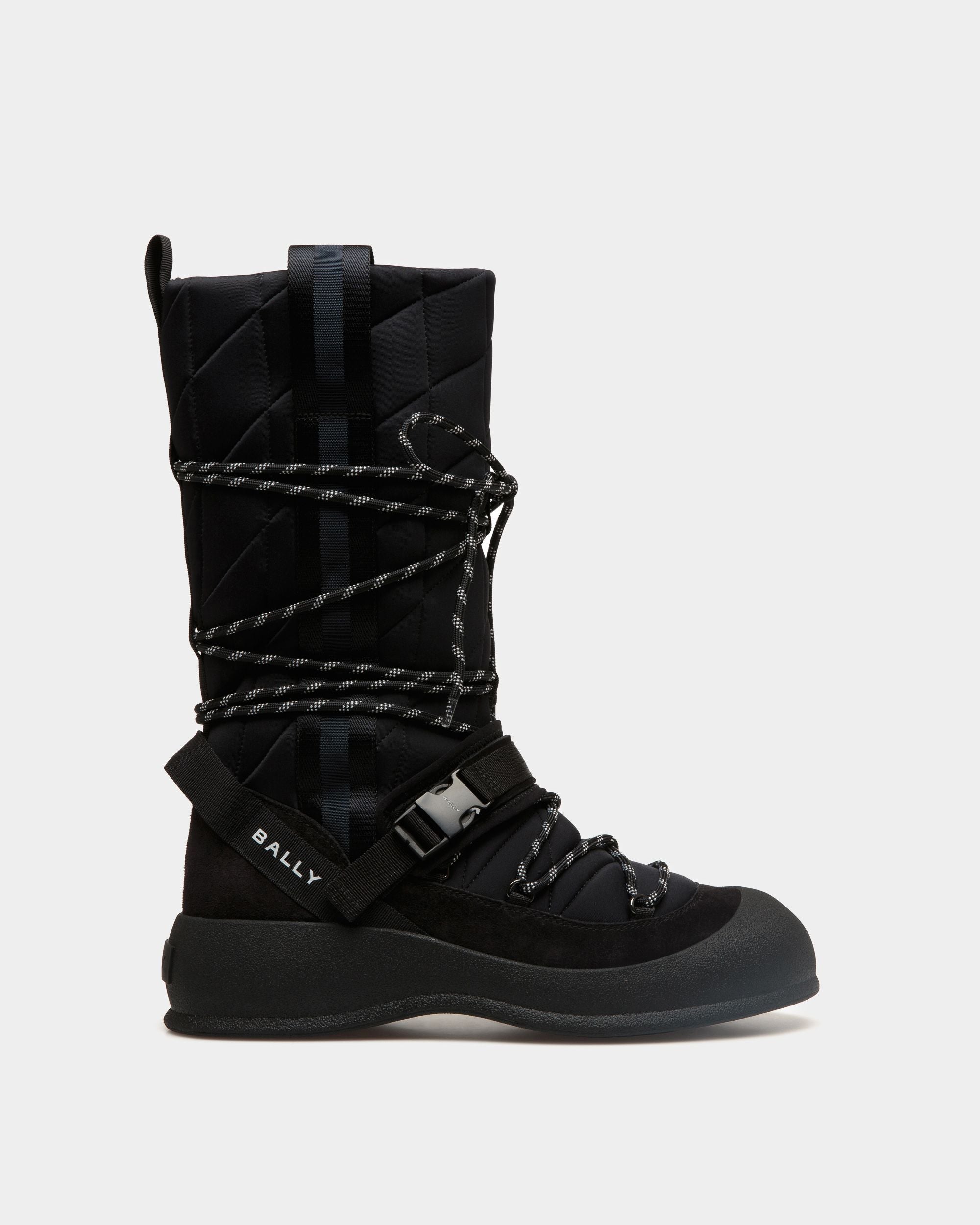 Frei | Men's Lace-Up Boot in Black Nylon | Bally | Still Life Side