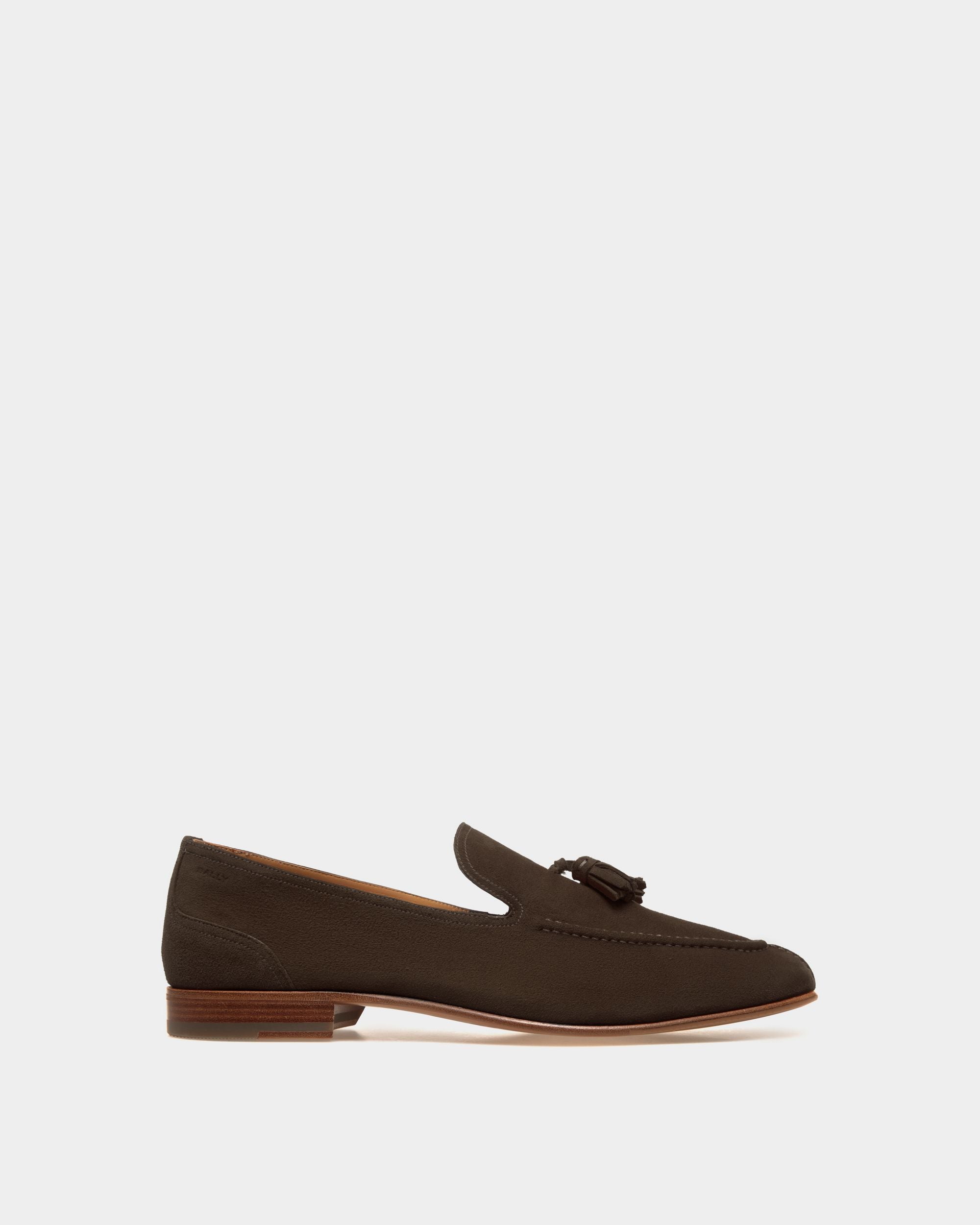 Suisse | Men's Loafer in Brown Suede | Bally | Still Life Side