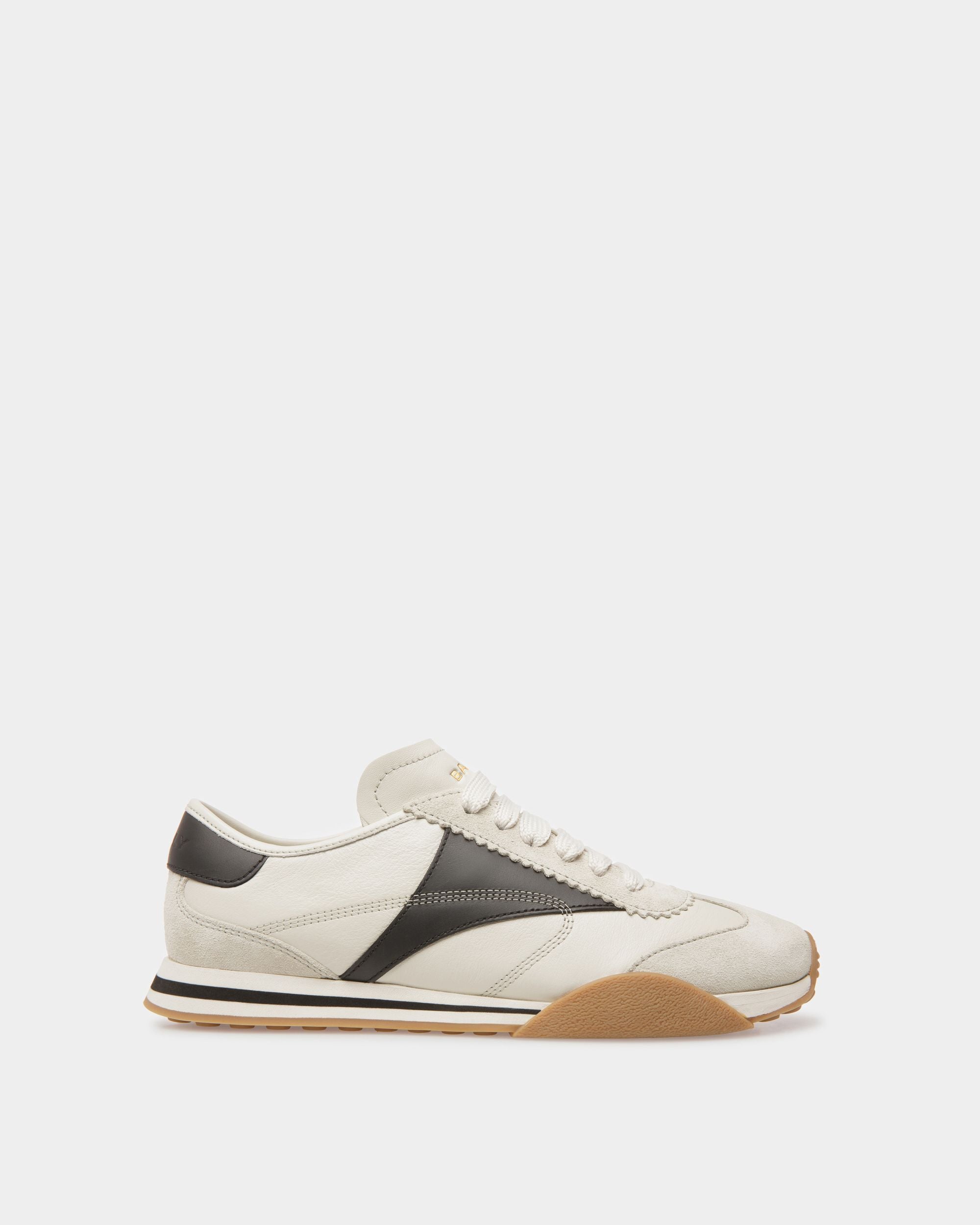 Sonney | Women's Sneakers | Black And Dusty White Leather | Bally | Still Life Side