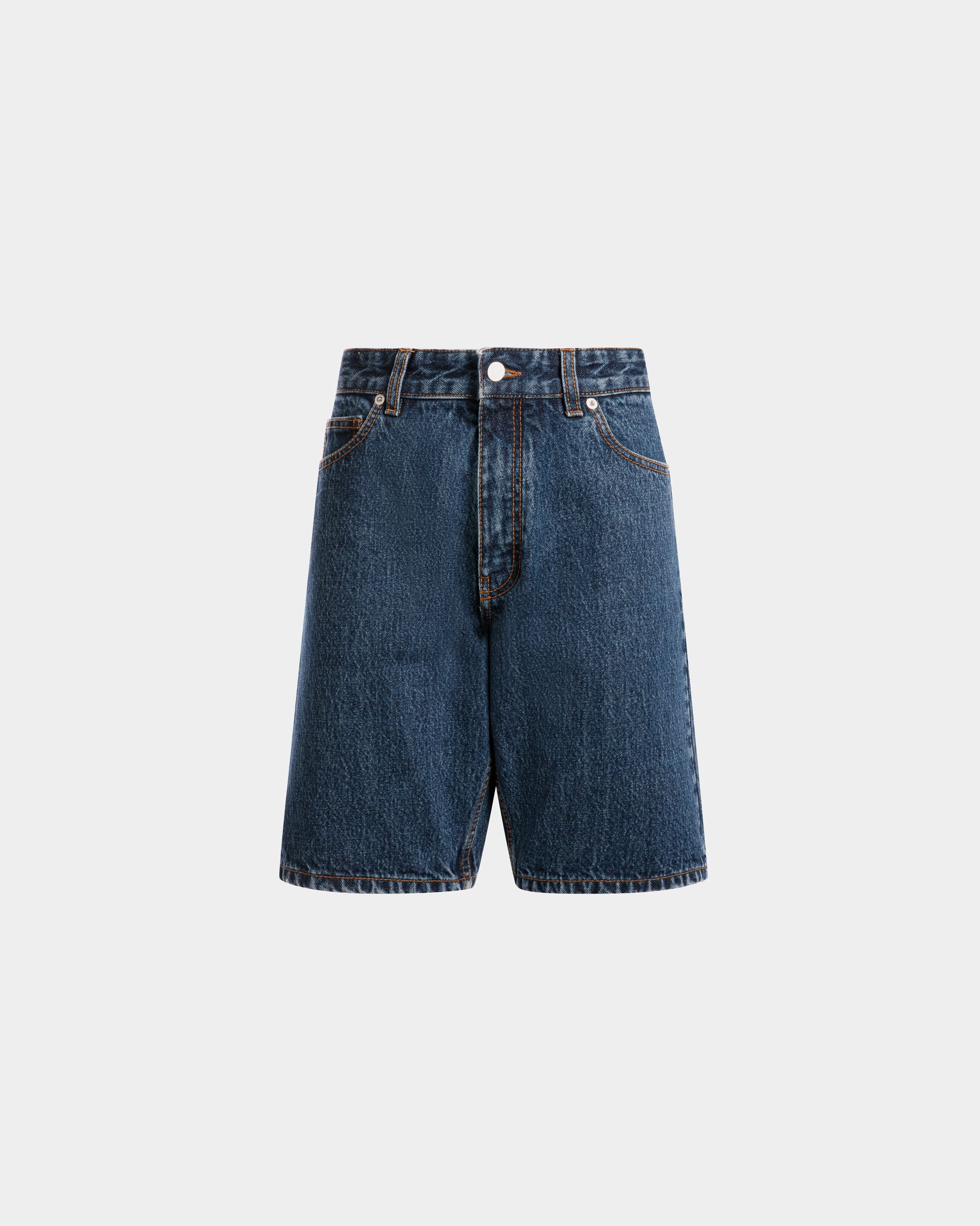 Men's Denim Pants in Medium Blue Cotton | Bally | Still Life Front