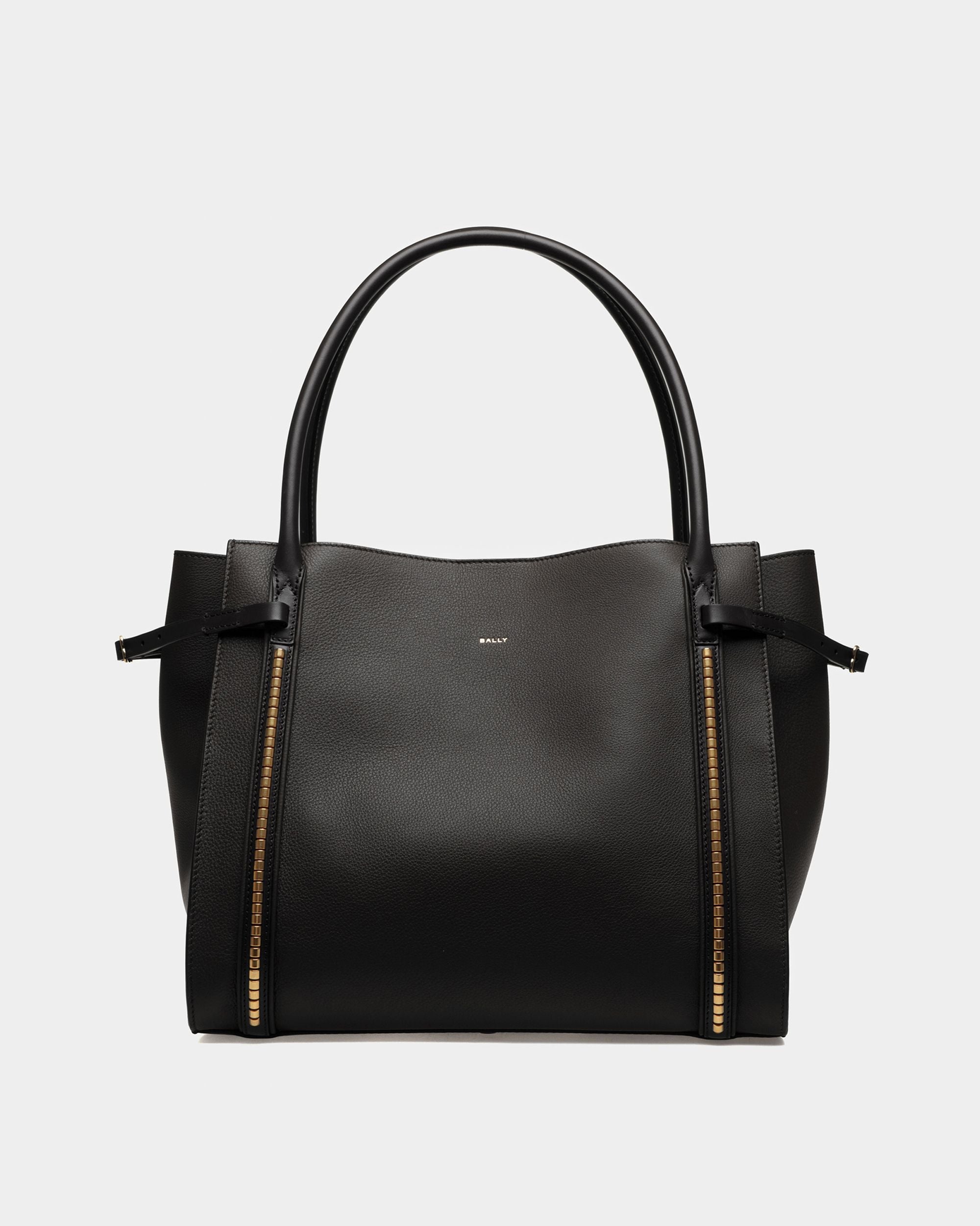 Women's Chesney Large Tote Bag In Black Leather | Bally | Still Life Front
